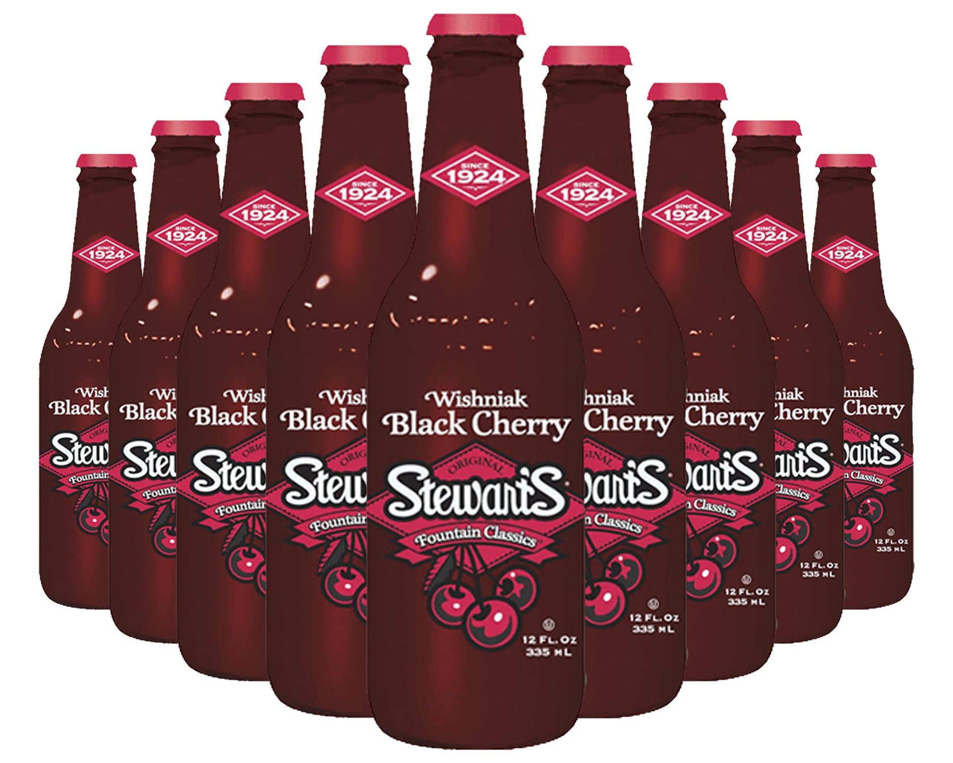 Stewart's Wishniak Black Cherry Soda, 12 fl oz (12 Glass Bottles)