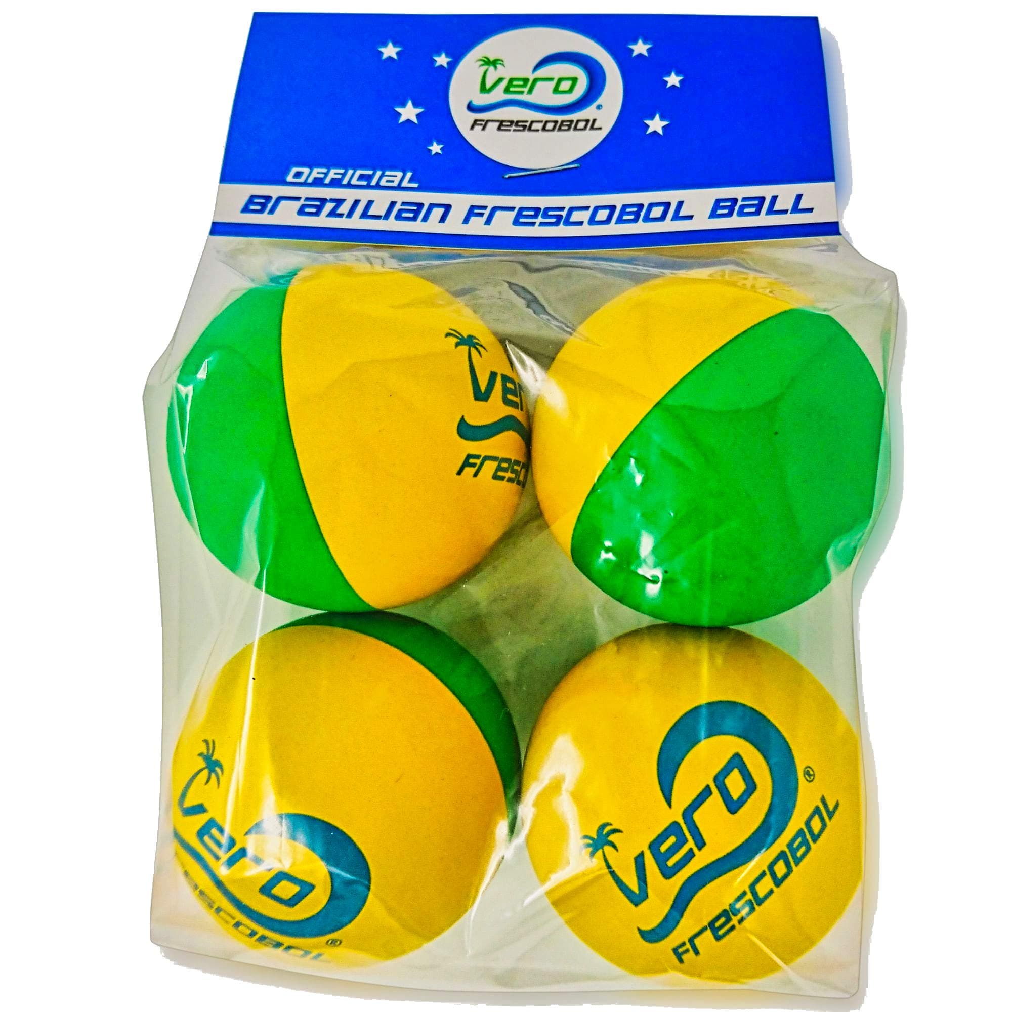 Pro Vero Frescobol Balls, Brazil Yellow Green Ball 4-Pack