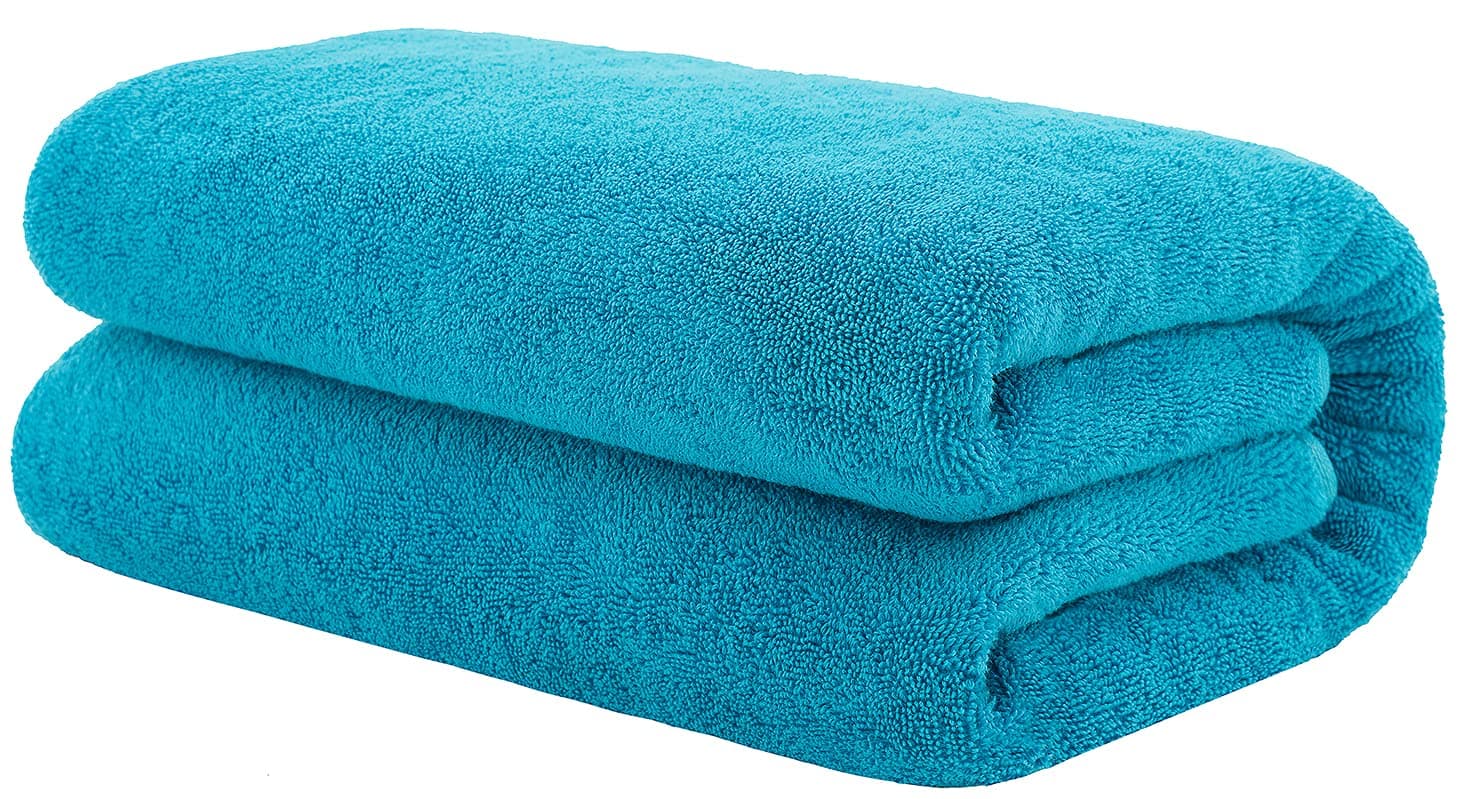 100% Cotton Oversized 40x80 Bath Sheet, Turkish Bath Towels for Bathroom Extra Large, Aqua Blue Bath Sheet