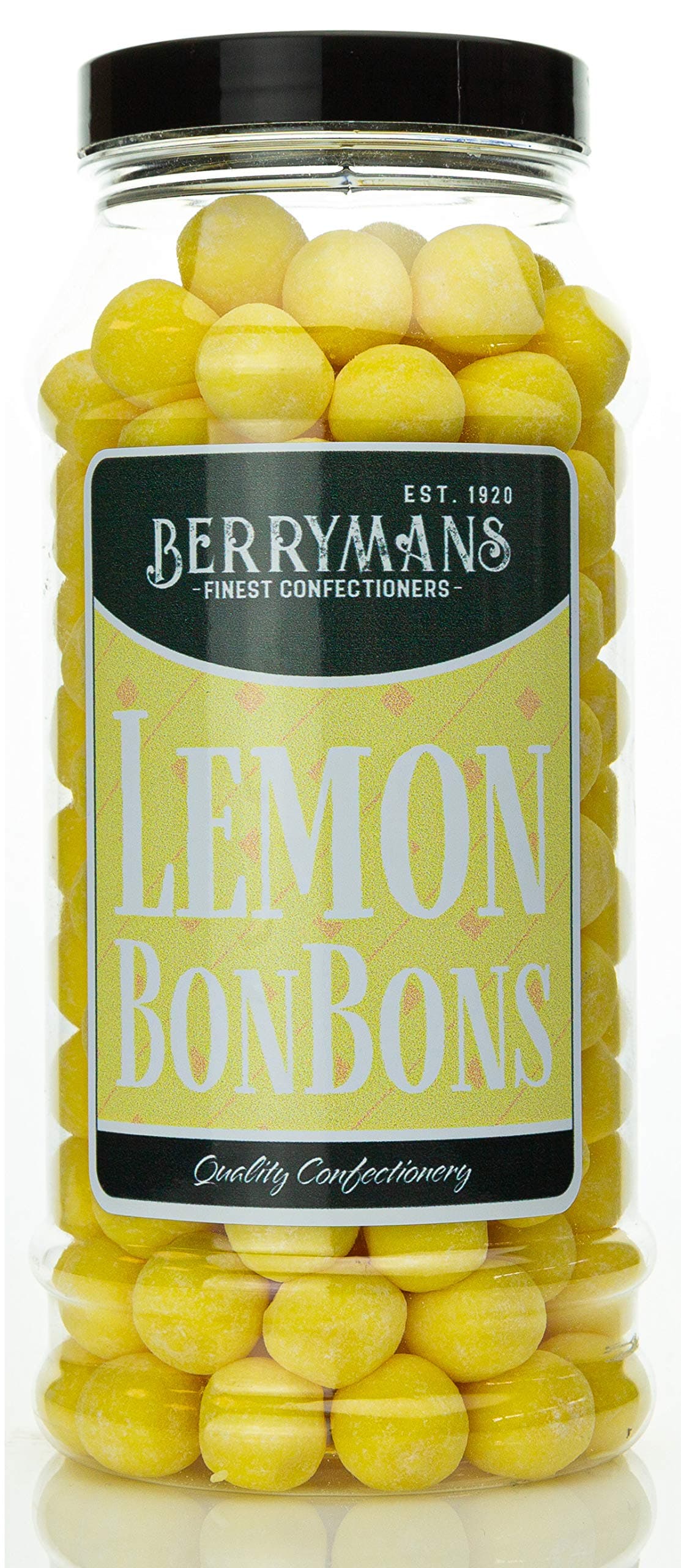 – Original Lemon BonBons Retro Sweets Gift Jar By Berrymans Sweet Shop (Bon Bons) - Classic Sweets, Traditional Taste.