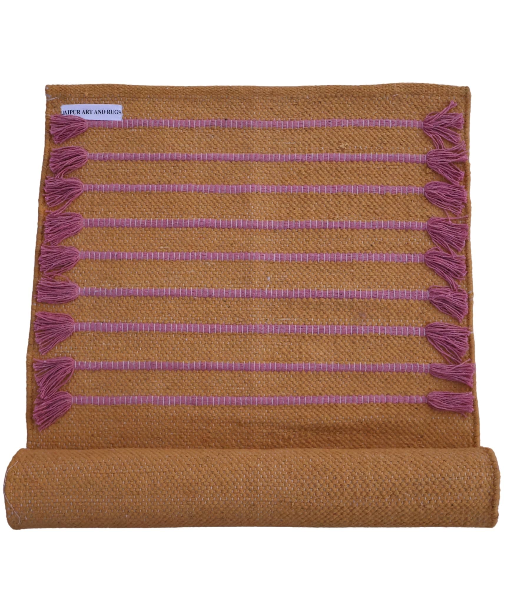 JAIPUR ART AND RUGSCotton Yoga Mat,72"x24"x0.19" Eco-friendly Non-Slip Exercise & Fitness Rug for Men & Women with Carrying Strap, Workout Mat for Yoga, Pilates