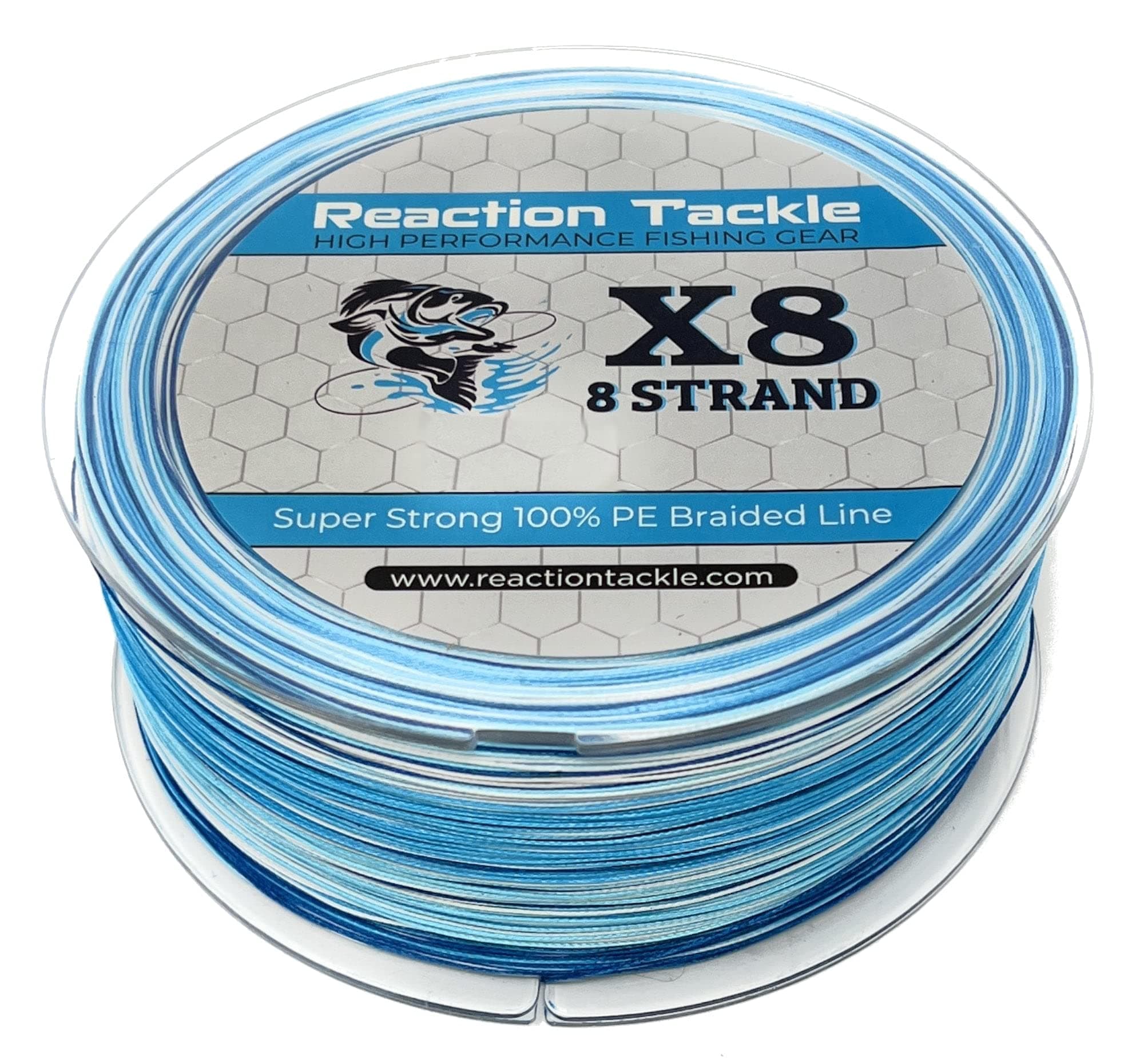 Reaction Tackle X8 Braided Fishing Line - 8 Strands Super Slick - Pro Grade Power Performance for Saltwater or Freshwater - Colored Diamond Braid for Extra Visibility