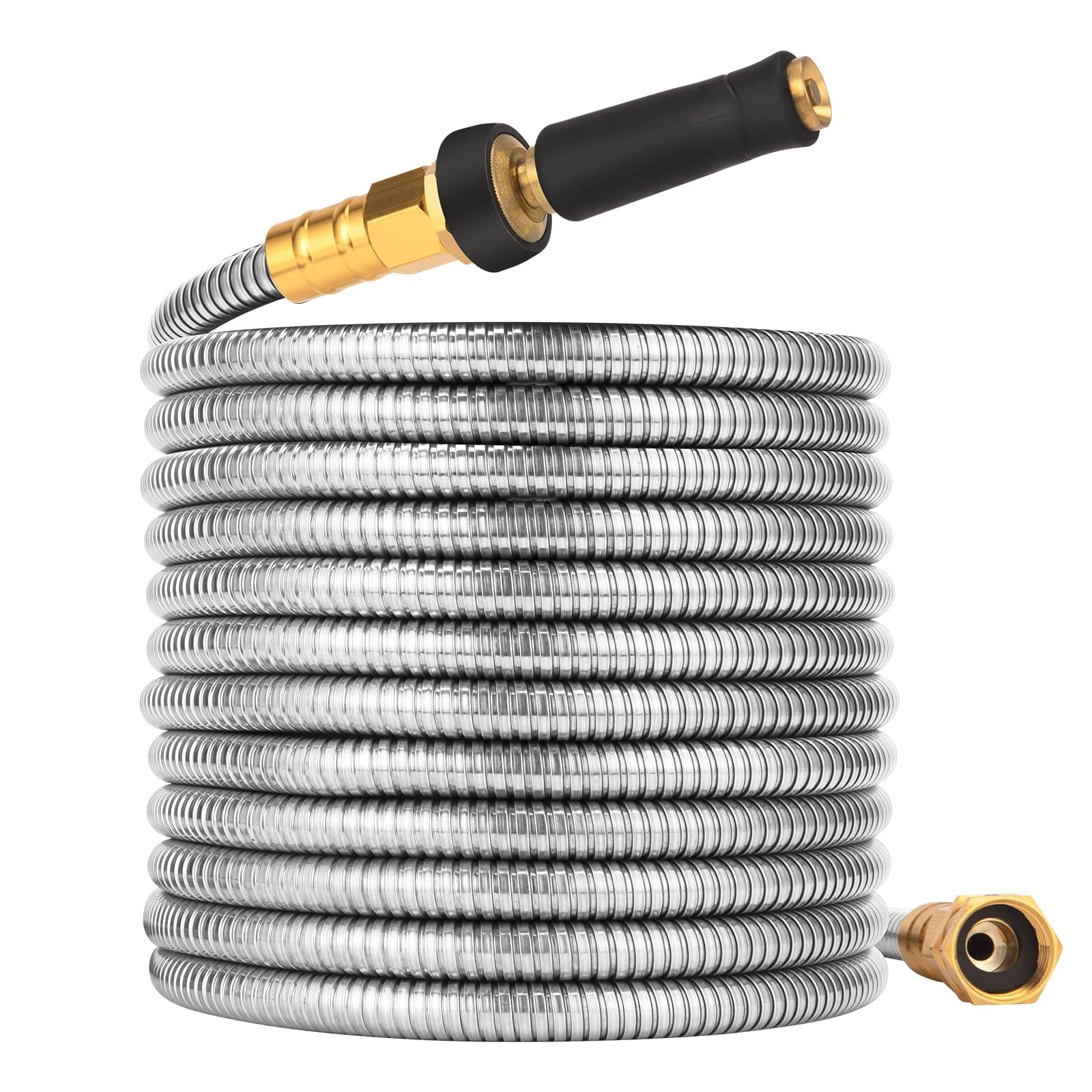 - Rosy Earth Garden Hose 100 FT, Heavy Duty 304 Stainless Steel Flexible Water Hose, No-Kink, No Bite, Expandable Water Hose for Yard, RV, Car