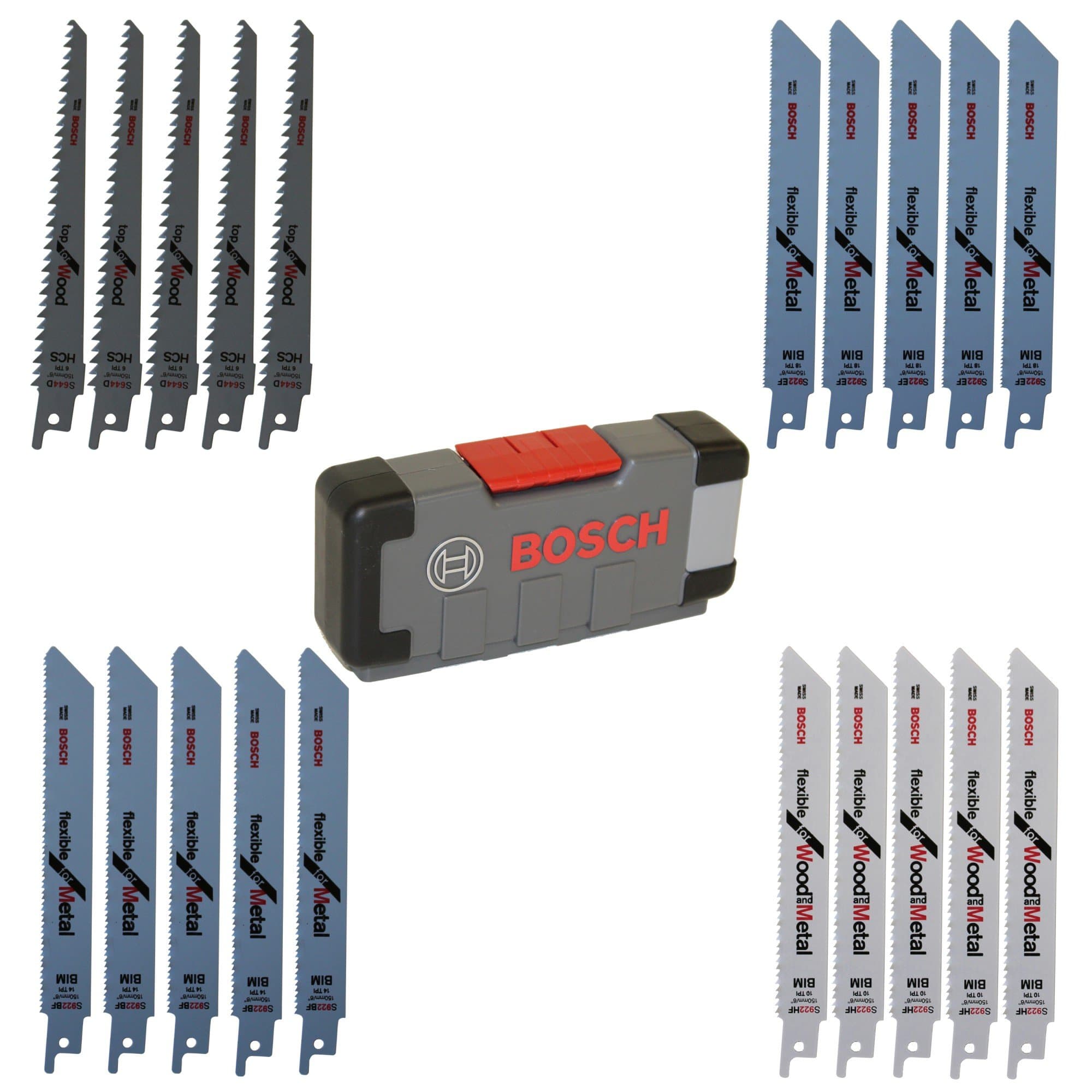 Bosch Professional 20-Piece Recip Saw Blades Tough Box for Wood and Metal Set (for Wood and Metal, Accessories for Recip Saws)