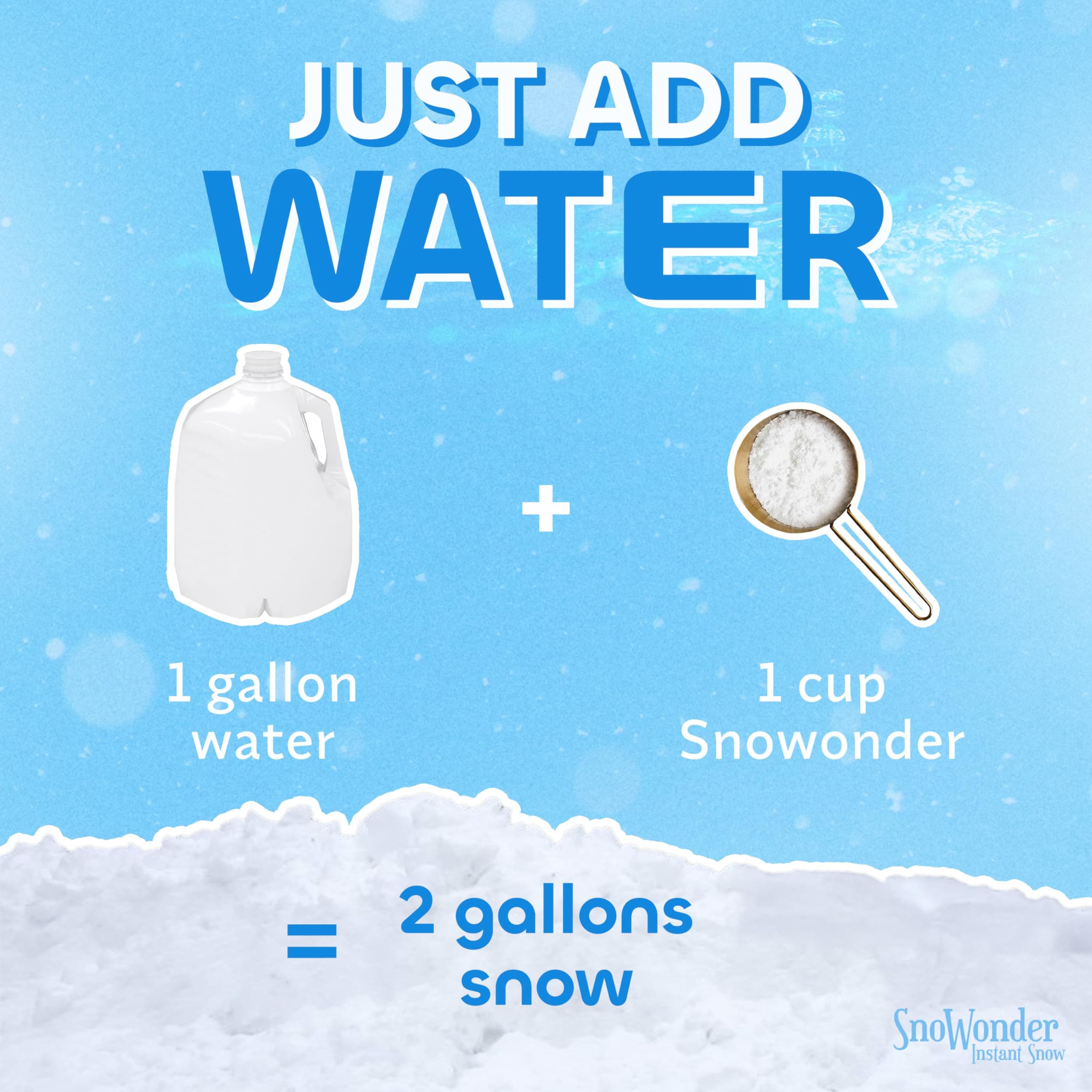 SnoWonder インスタントスノーフェイク人工雪、クラウドスライム作りにも最適 - ミックスで1ガロンのフェイクスノーを作る