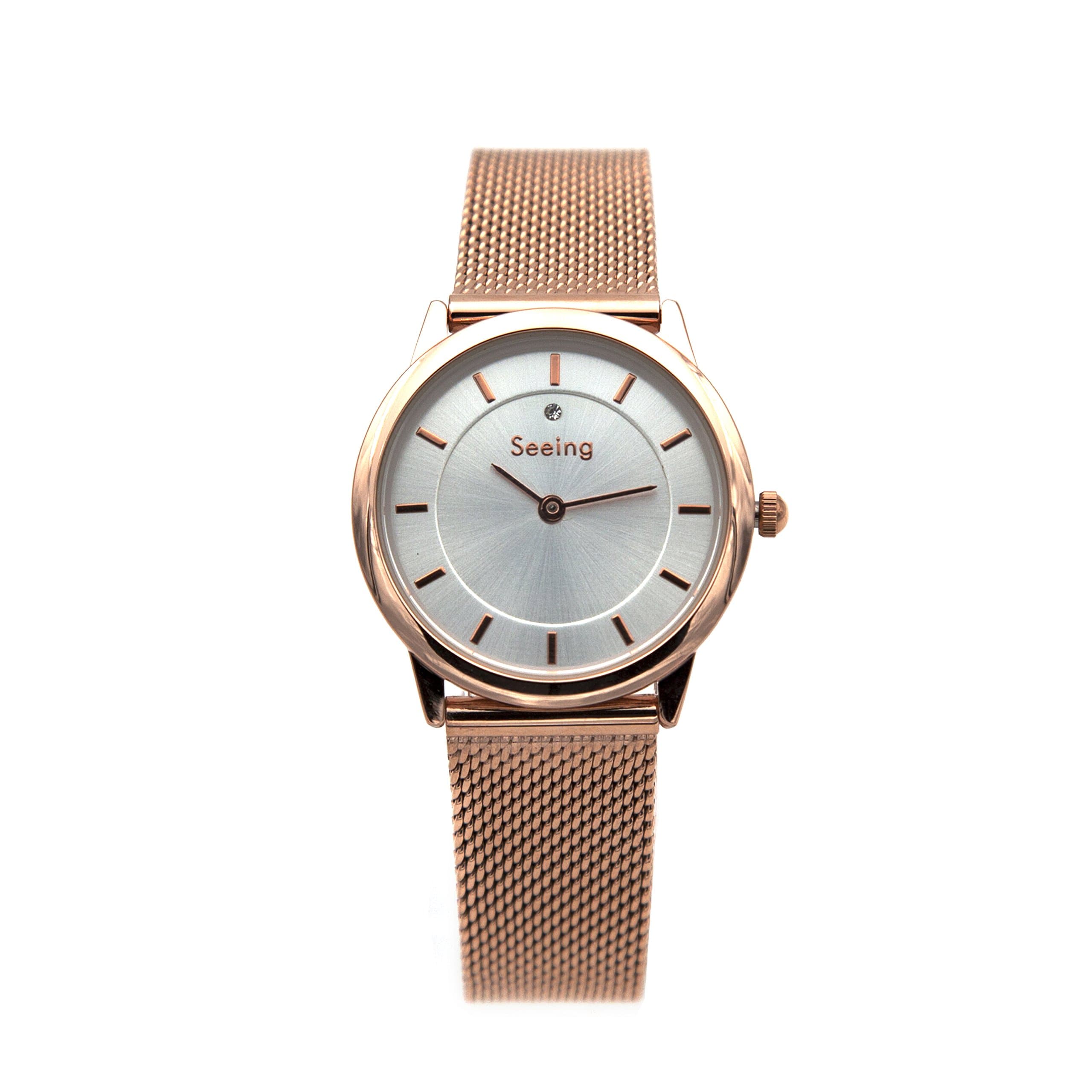 Seeing Women’s Analog Quartz Waterproof Wrist Watch with Stainless Steel Case and Band