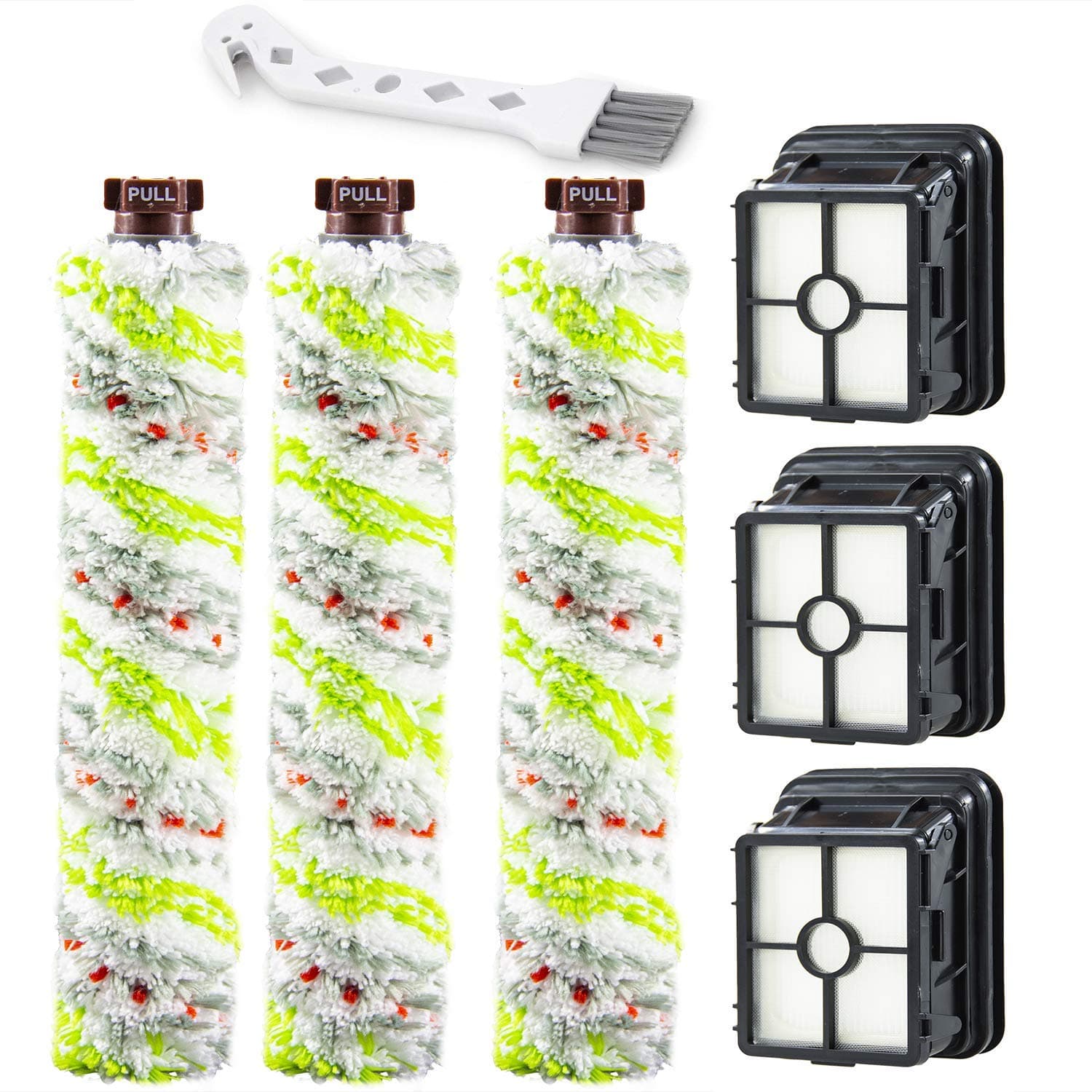 2306A,1785A Replacements Parts 3 Pack Multi Surface Pet Brush Roll 2306A and 3 Pack 1866 Vacuum Filter Compatible with Bissell CrossWave 1785 2306 2551 3888A Wet Dry Vacuum Cleaner