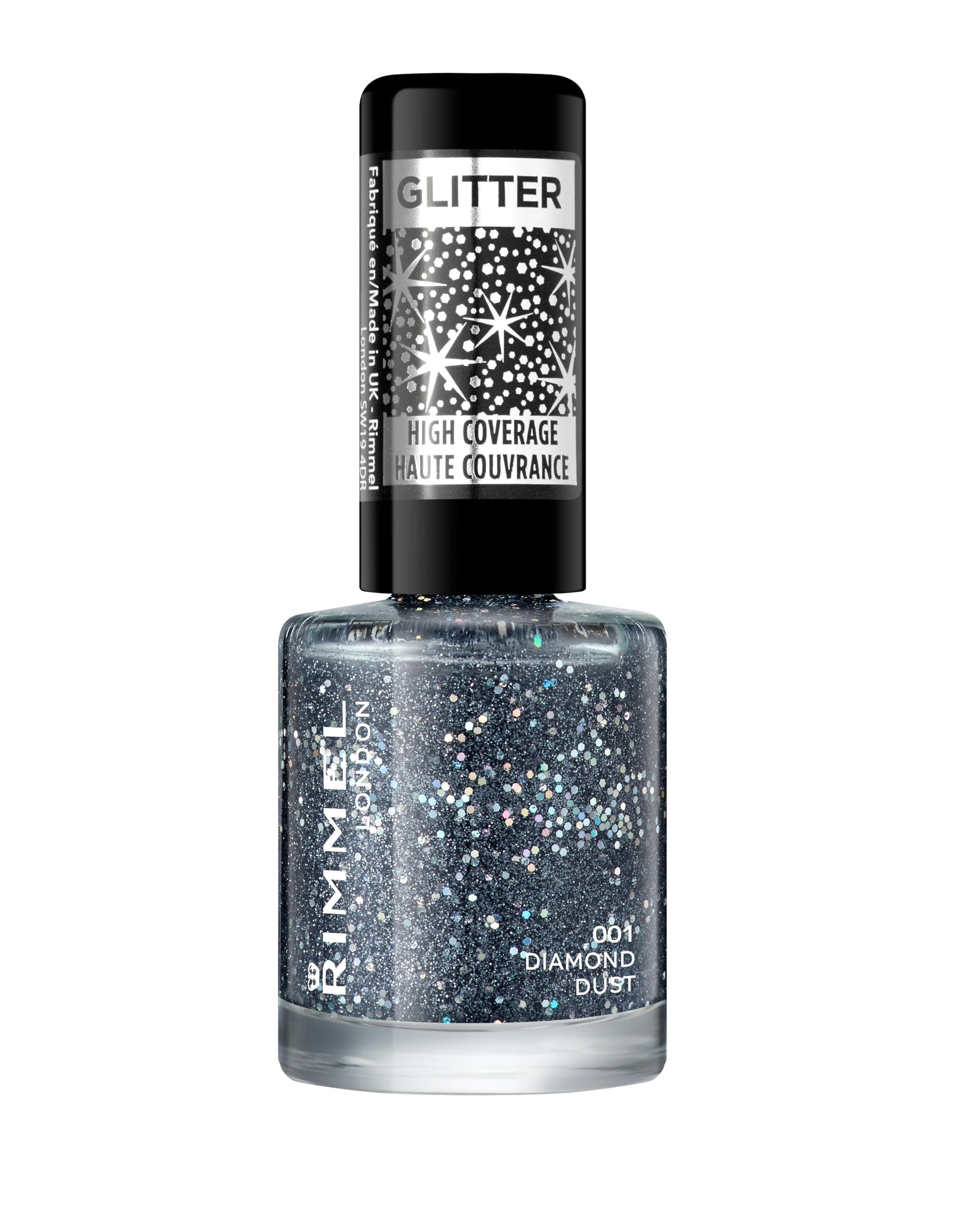 London Glitter Nail Polish Top Coat, Diamond Dust, 8 ml