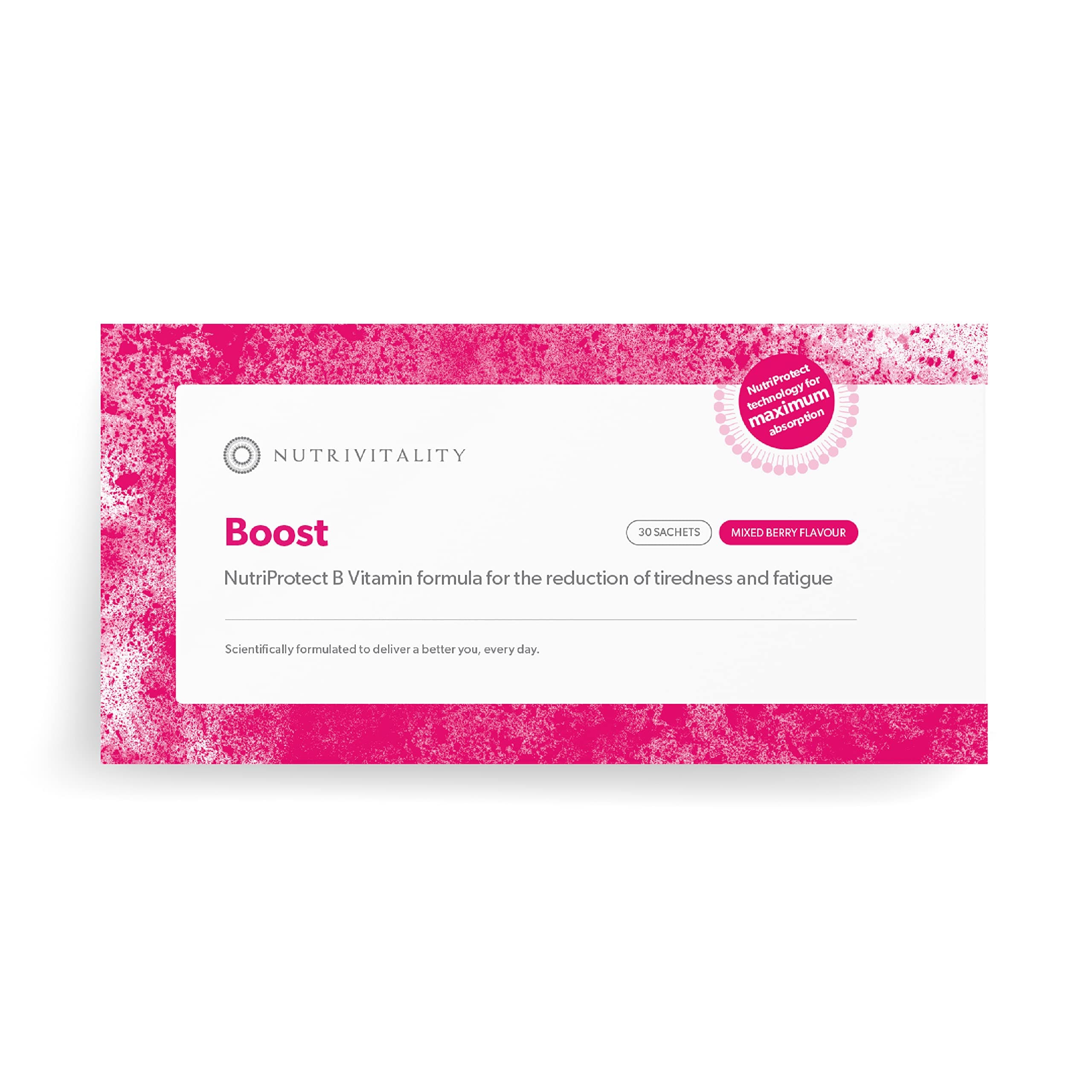 Nutrivitality Liposomal Boost Sachets l Vitamin Supplement for The Reduction of Tiredness and Fatigue l B Vitamins and 500mg Vitamin C l 30 x 5ml Sachets (30 Servings) l Mixed Berry Flavour