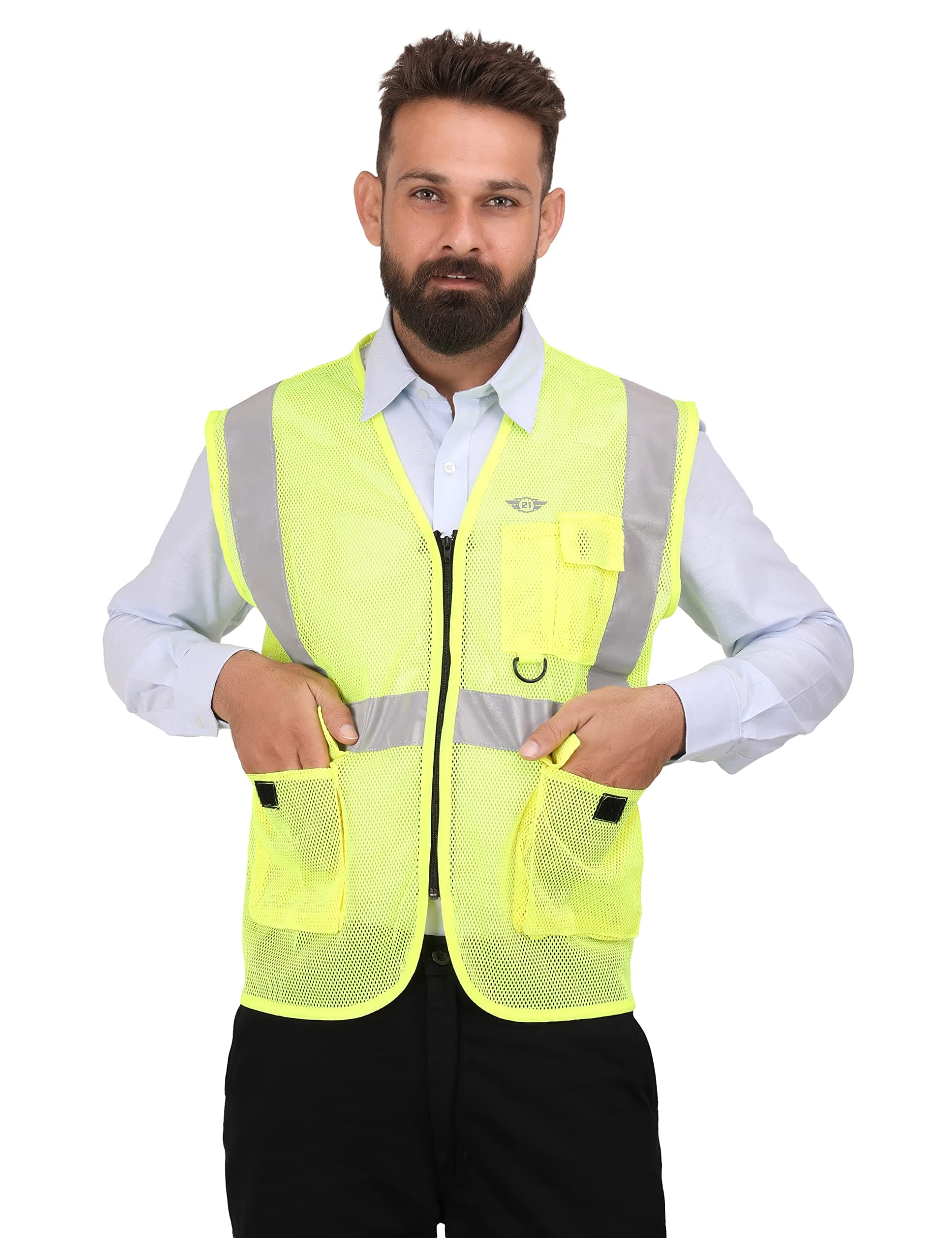 Club 21 Workwear Polyester Reflective Safety Jacket (XXL, Yellow)