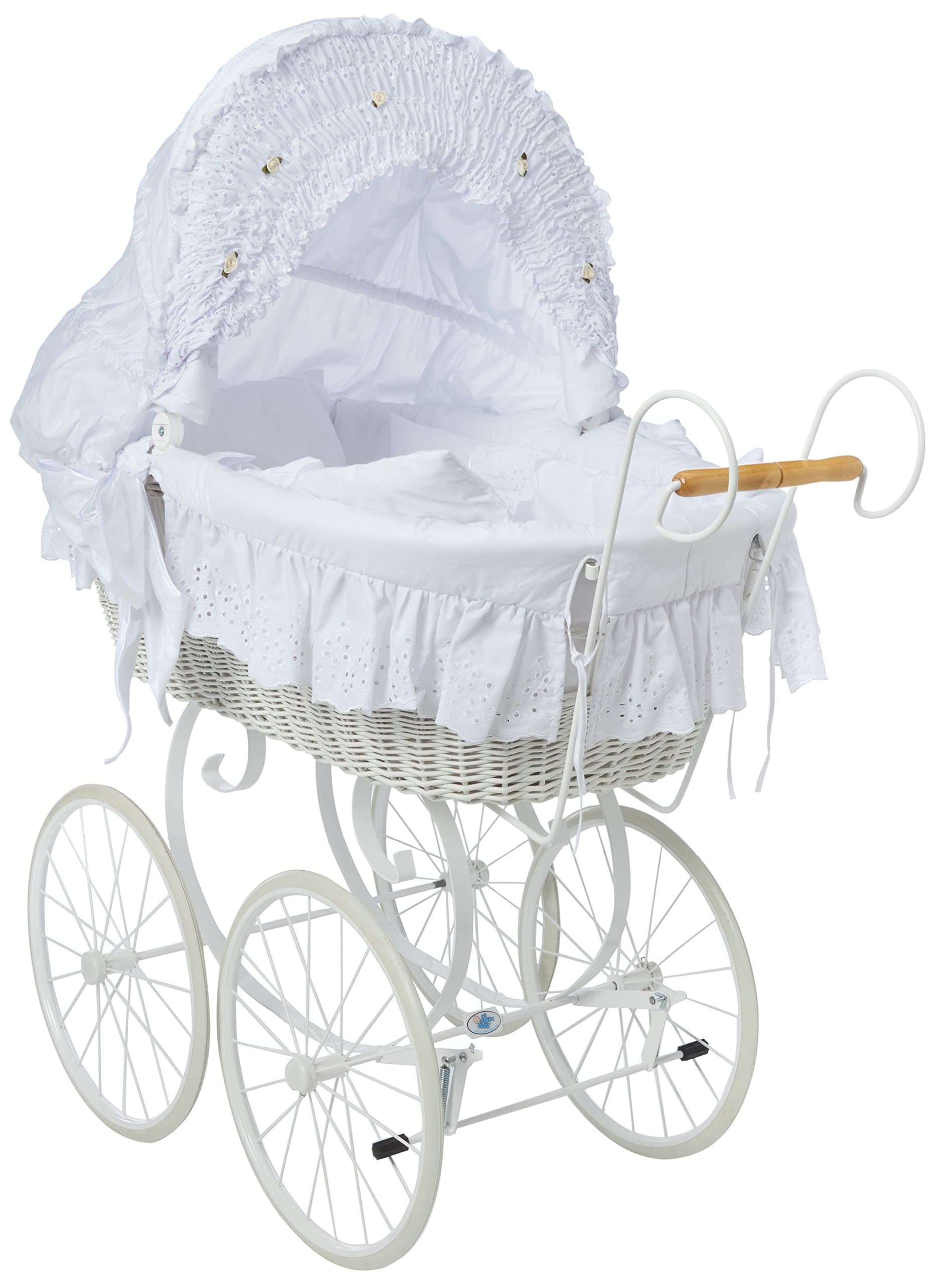 My Sweet Baby Retro Style Wicker Moses Basket (White)