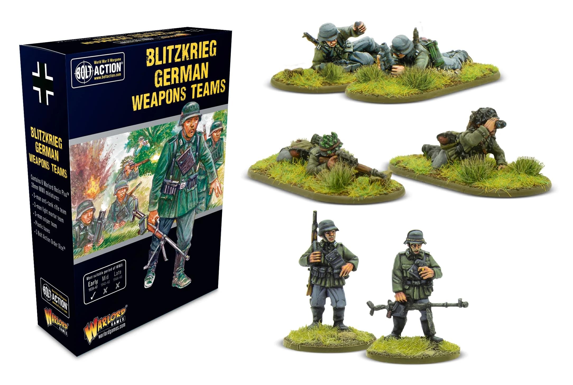 Warlord Games Blitzkrieg German Weapons Teams - 28mm Scale Miniatures for Bolt Action Highly Detailed World War 2 Miniatures for Table-top Wargaming