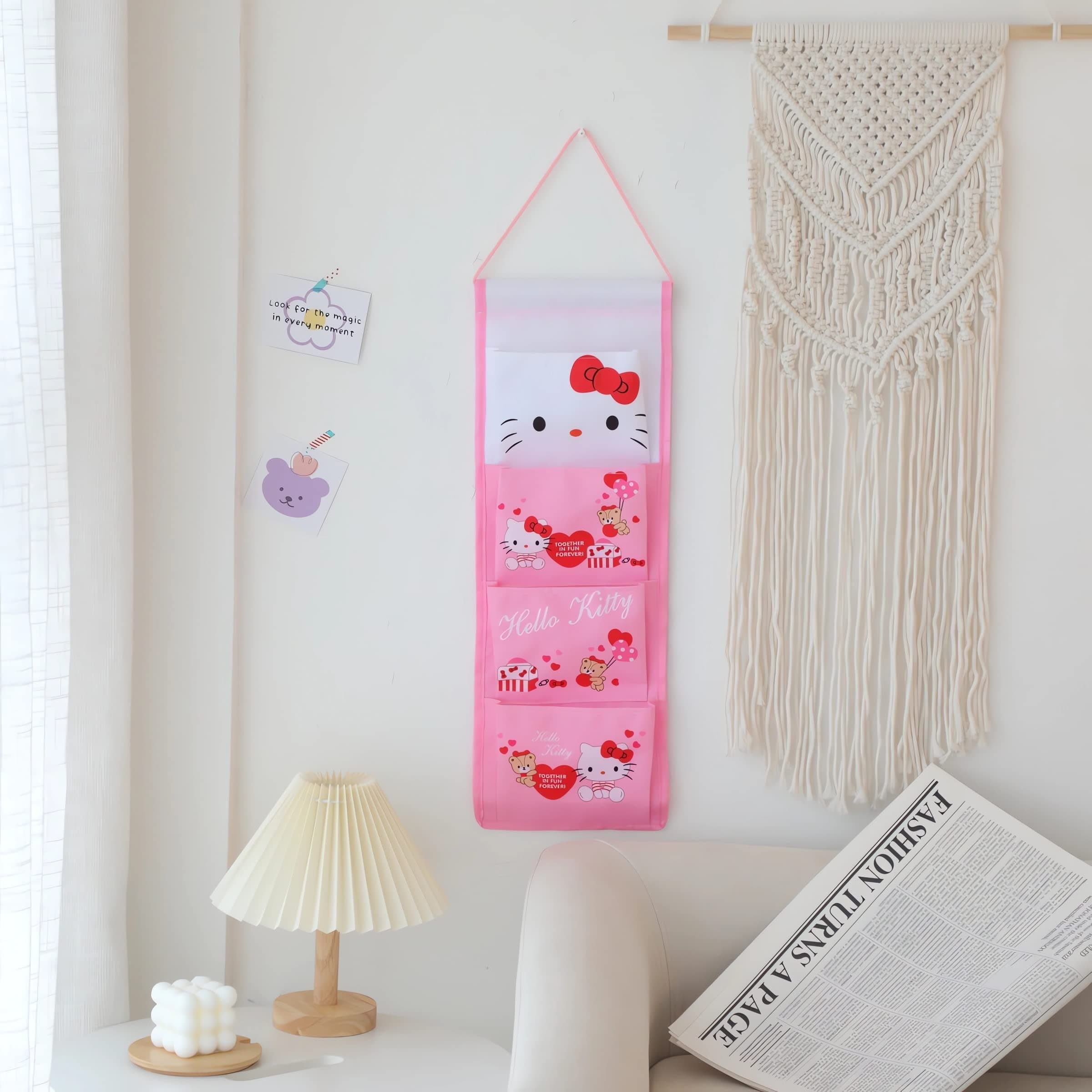 Cute Cartoon Hanging Closet Organizers and Storage, 4-Shelf Closet Hanging Storage Shelves for Girls Bedroom