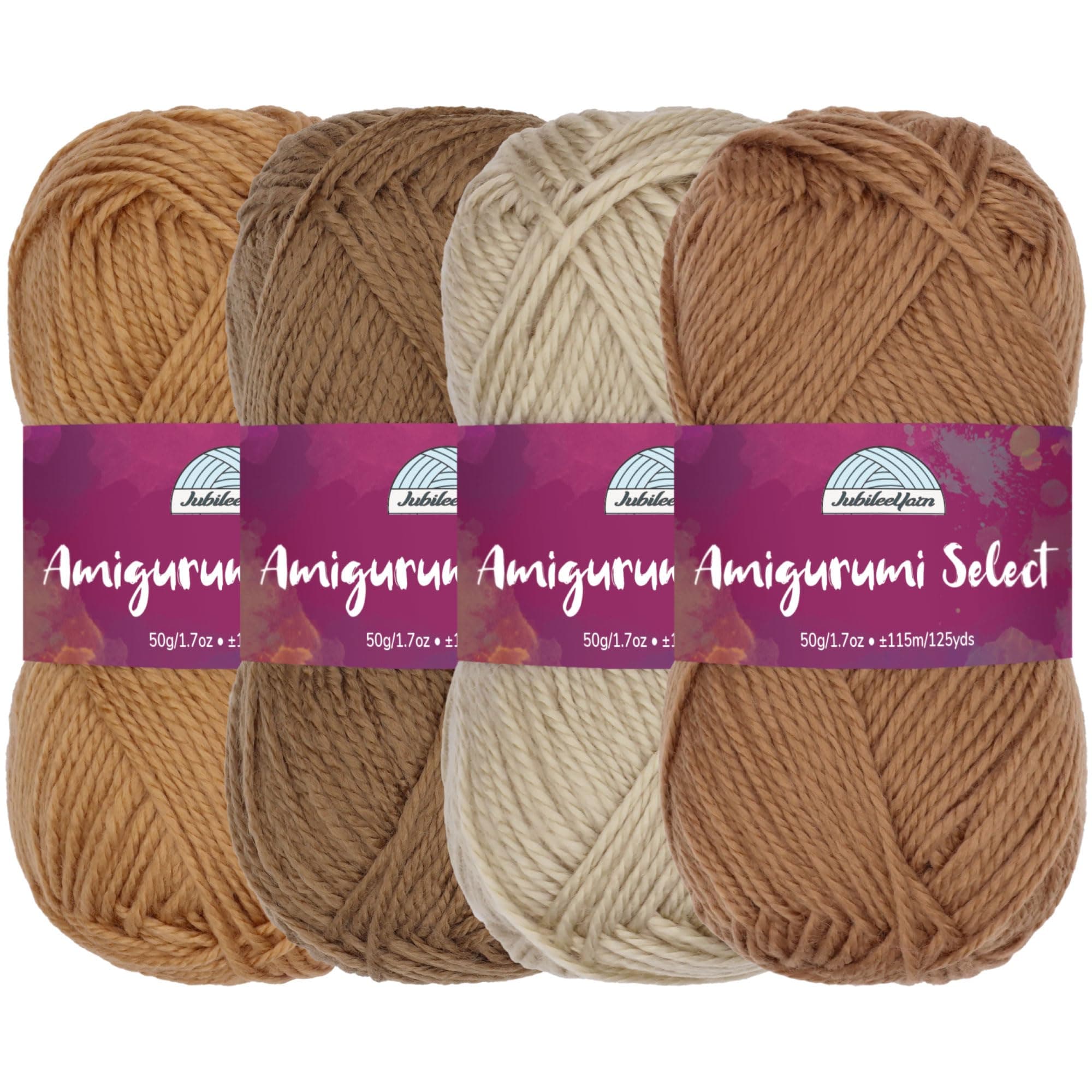 BambooMN Amigurumi Select 100% Acrylic Craft Yarn Skeins Crochet and Knitting Projects - Assorted Colors 4 Skeins brown 6941204026936a