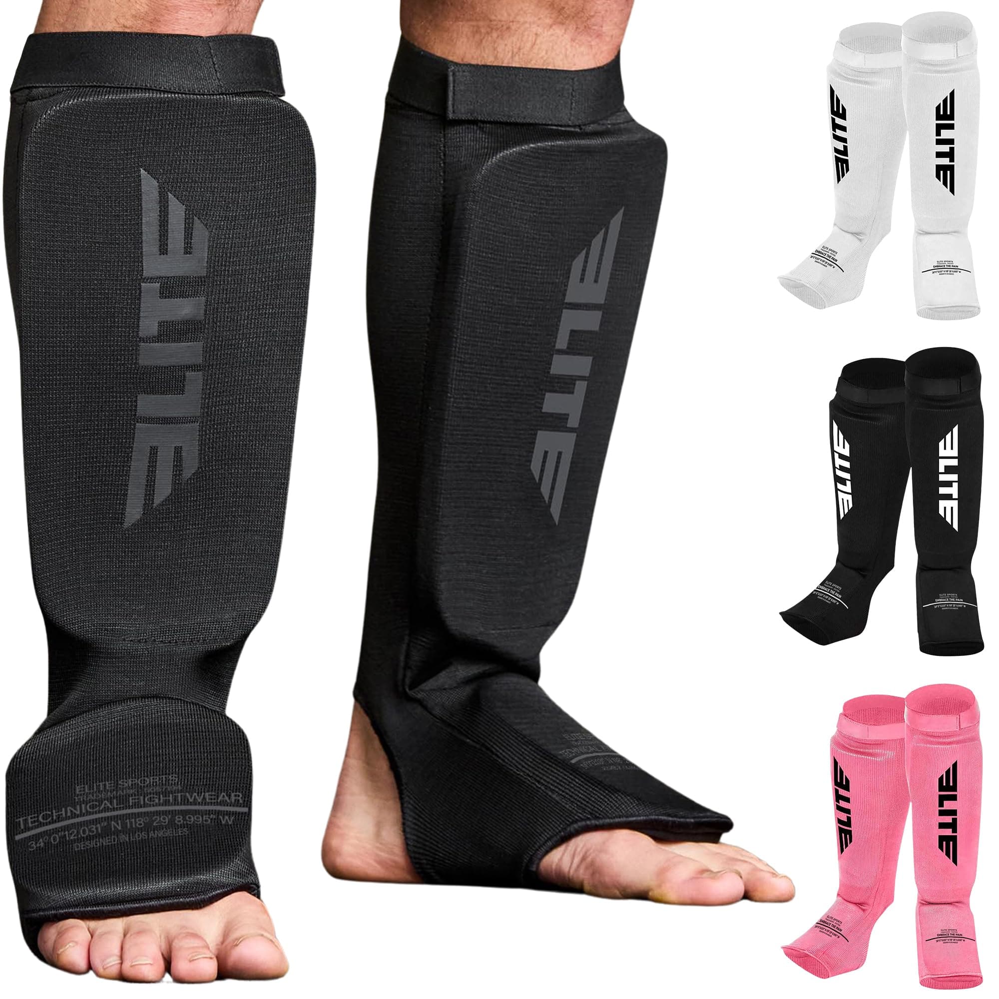 Muay Thai MMA Kickboxing shin Guards, Elite Sports Instep Guard Sparring Protective Leg shin Kick Pads for Adults, Kids, Youth