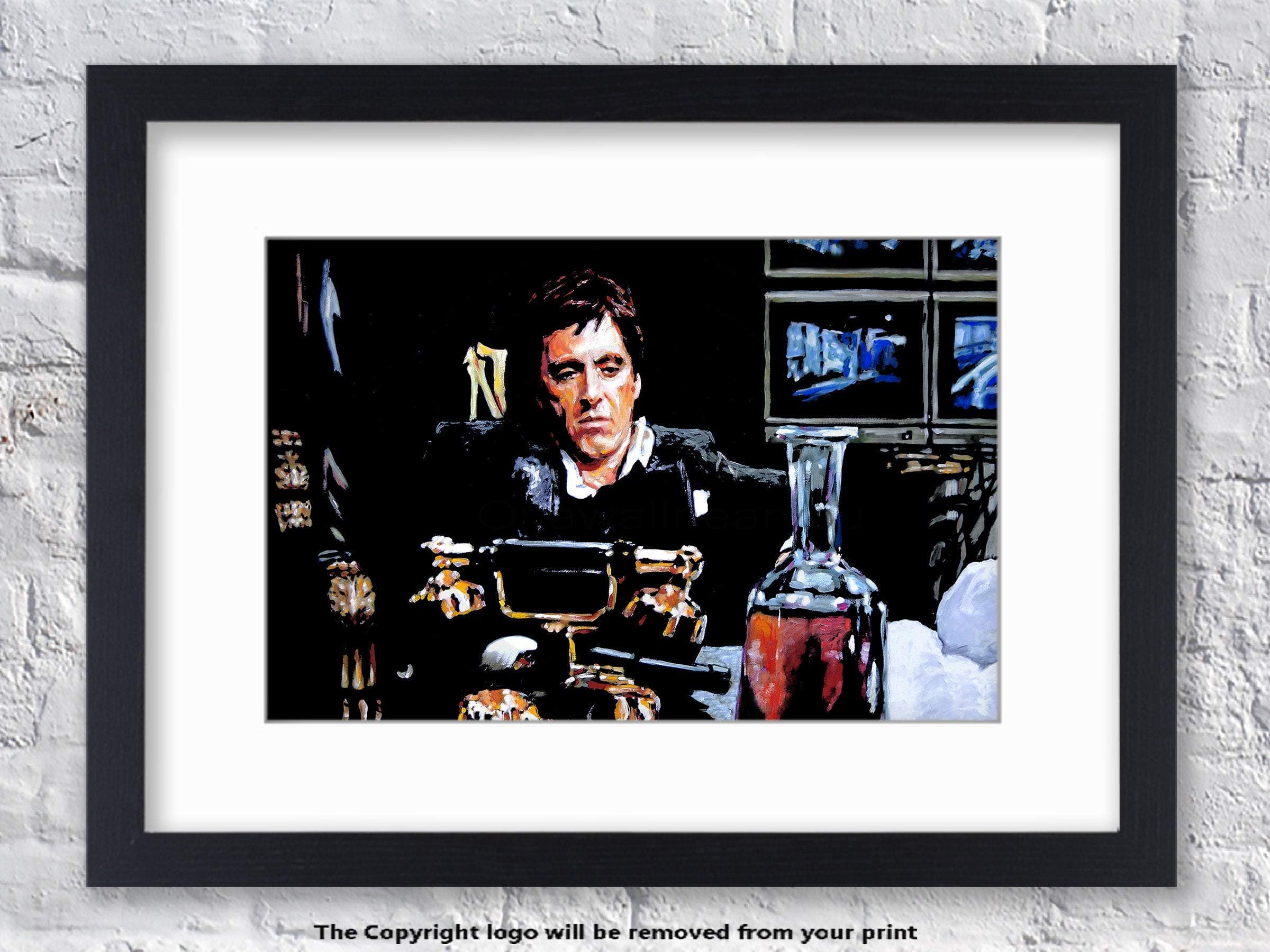 Laminated Posters Scarface Chair Tv Screens - Framed WHITE Mounted - Art Print