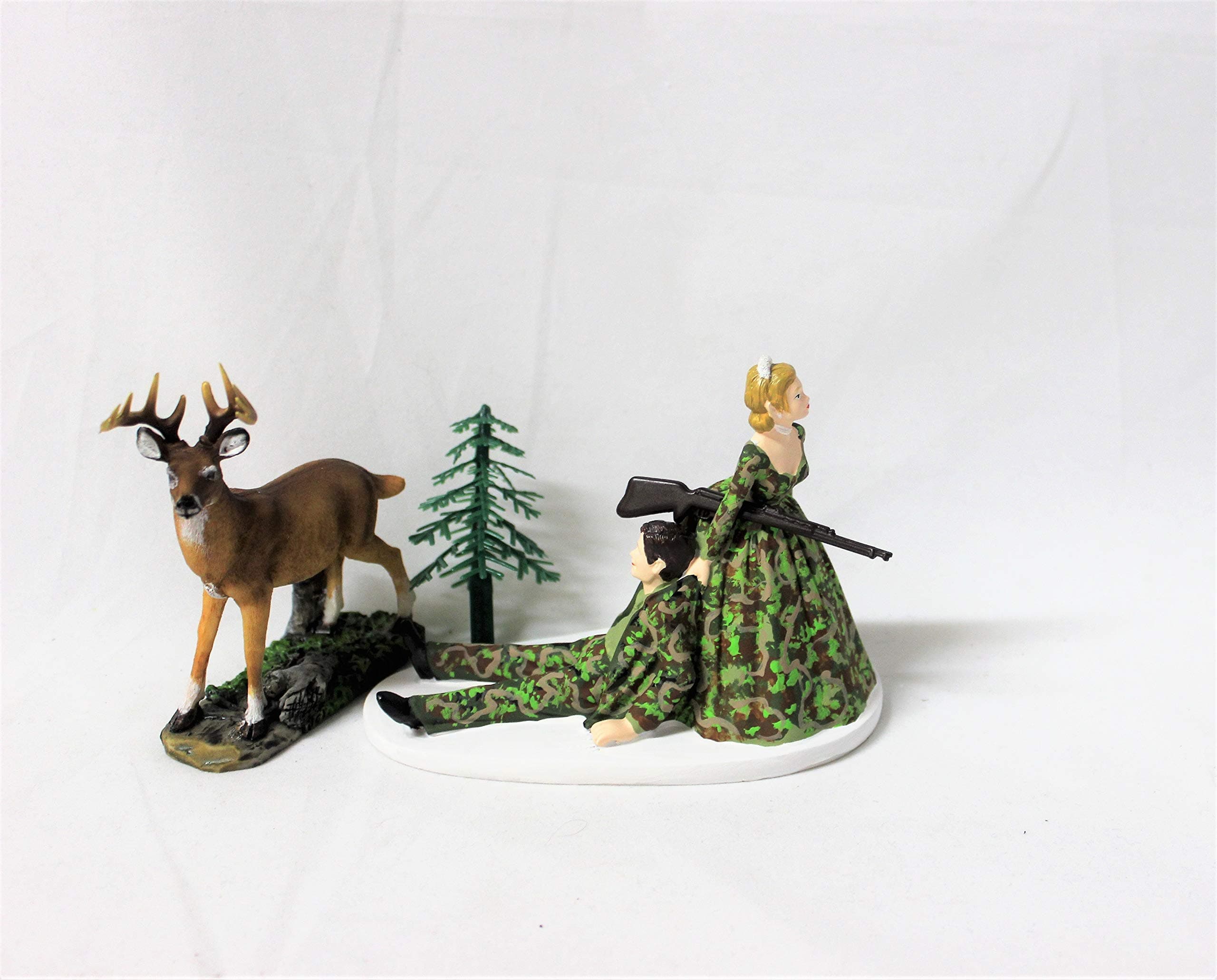 Bride and Groom Camo Redneck Wedding Deer Hunter Hunting Cake Topper