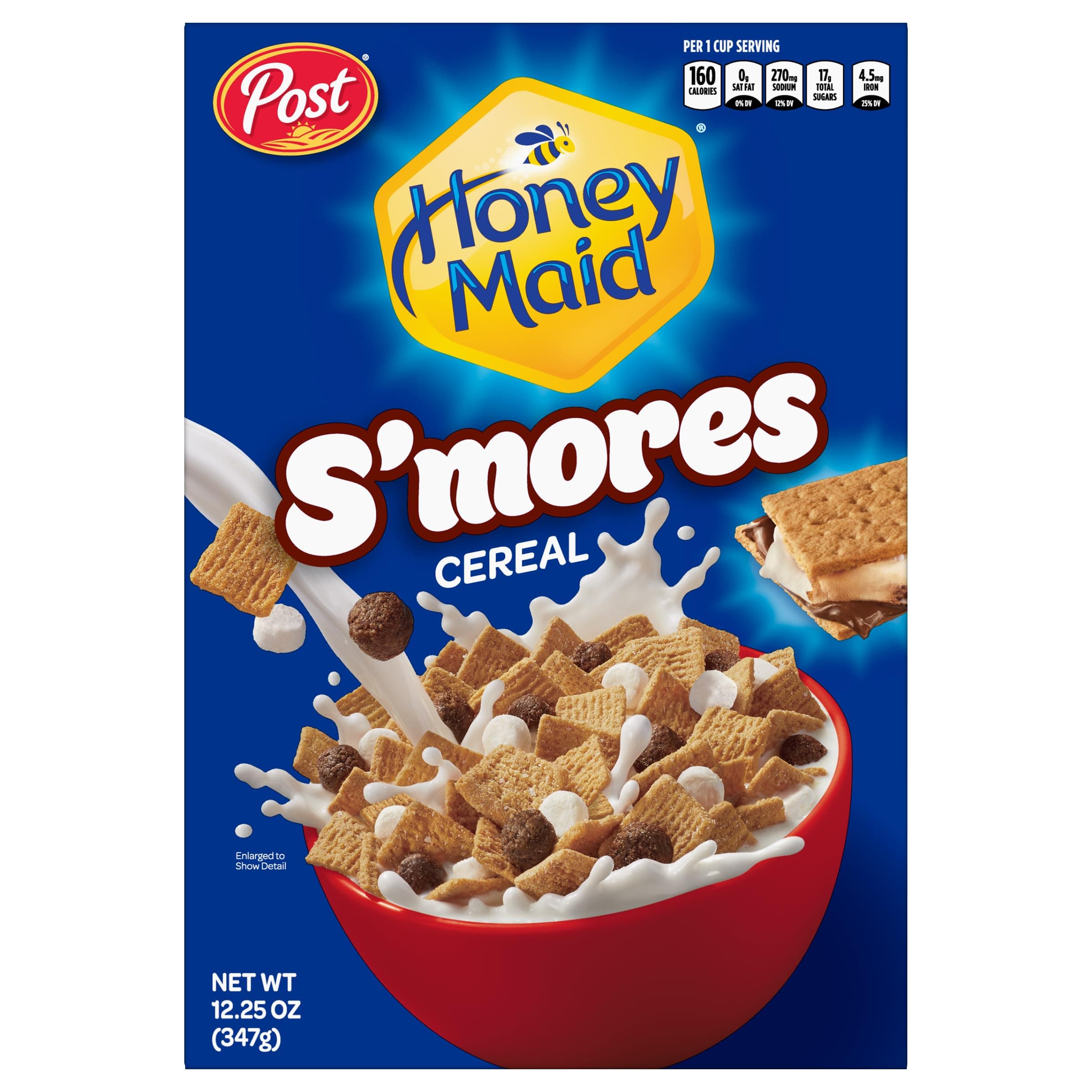 Consumer Brands Honey Maid S'mores Breakfast Cereal, Sweetened Corn and Wheat Cereal, Breakfast Snacks 12.25 oz