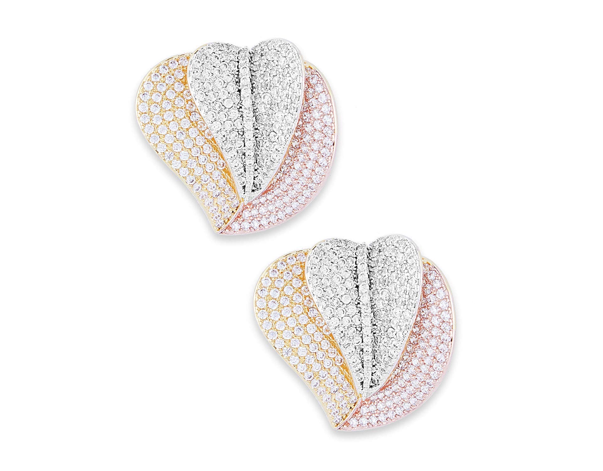 Shaze Gold Serpent Leaf Rhodium Plated Copper Earrings for Women