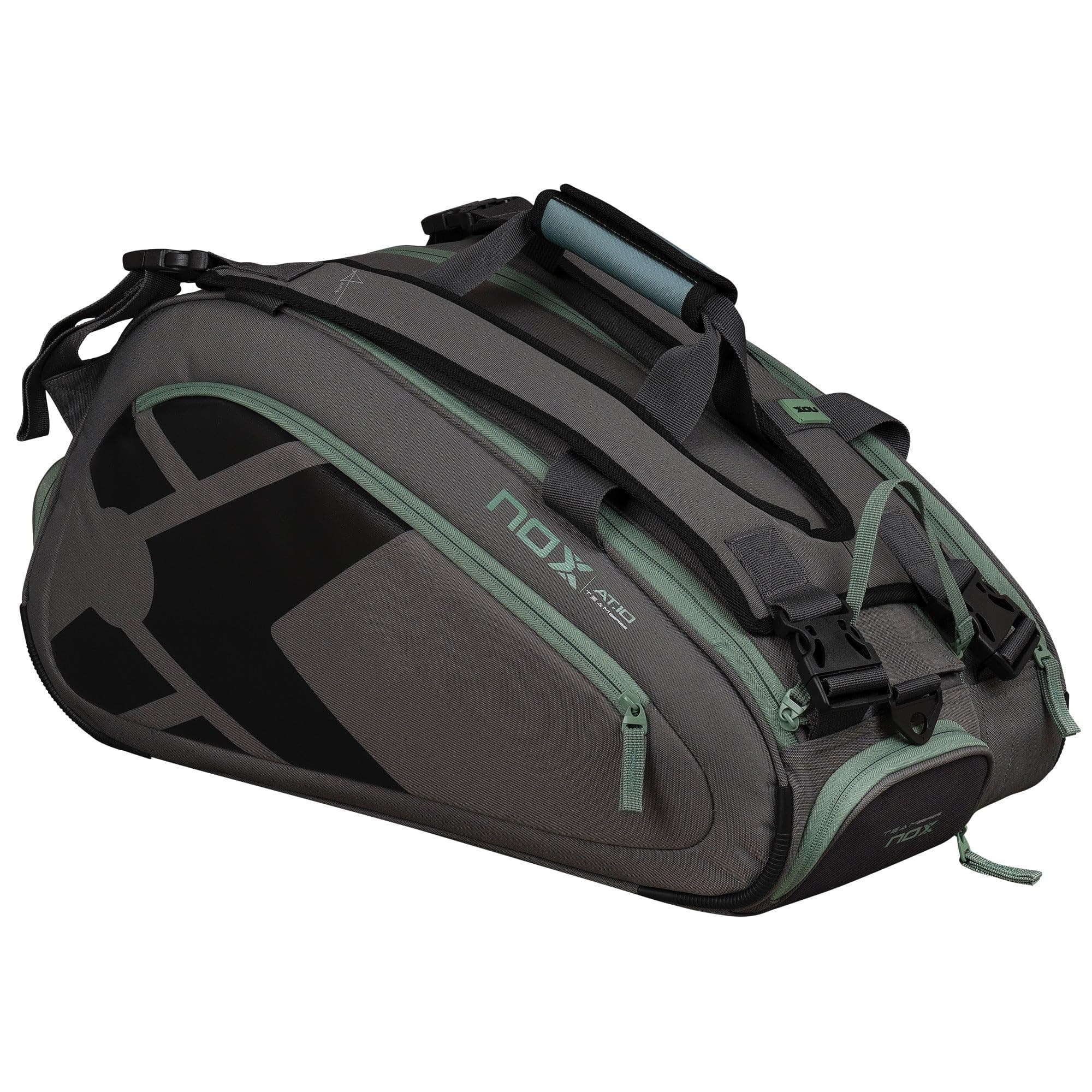 NOX AT10 Team Racket Bag with Large Capacity for Storage, Functional with ThermoTech Technology (Grey/Green)