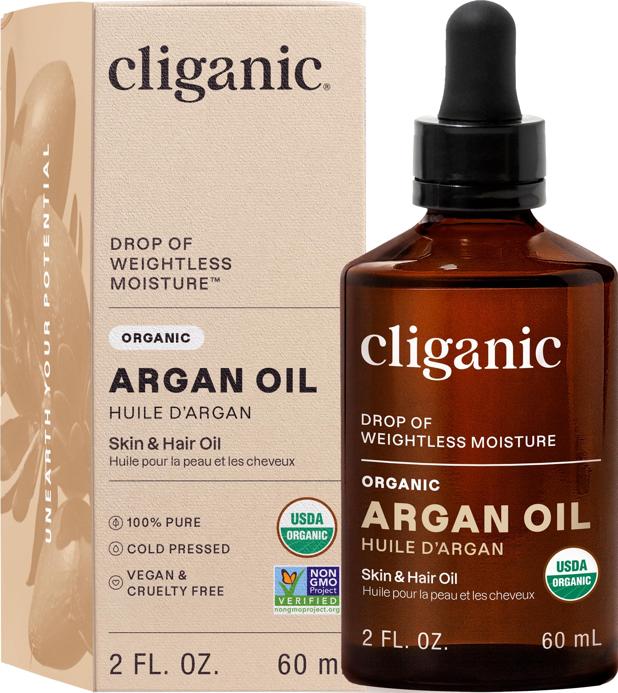 Organic Argan Oil, 100% Pure | for Hair, Face & Skin | Cold Pressed Carrier Oil, Imported from Morocco