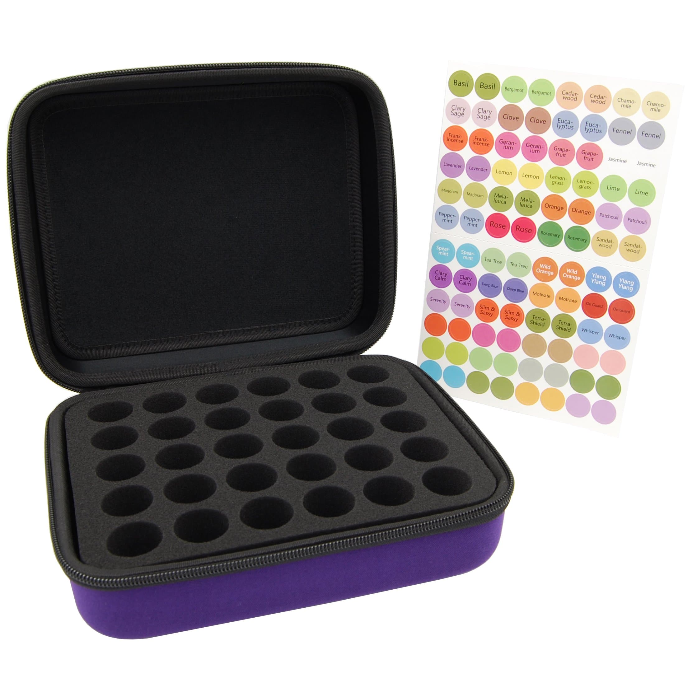 Oak Savanna 30-Bottle Essential Oil Storage Carrying Case Holds 5ml, 10ml, 15ml Bottles - Compatible with doTerra, Young Living & Gel Moment Nail Polish 8ml / Vallejo Paint 17ml (Purple)