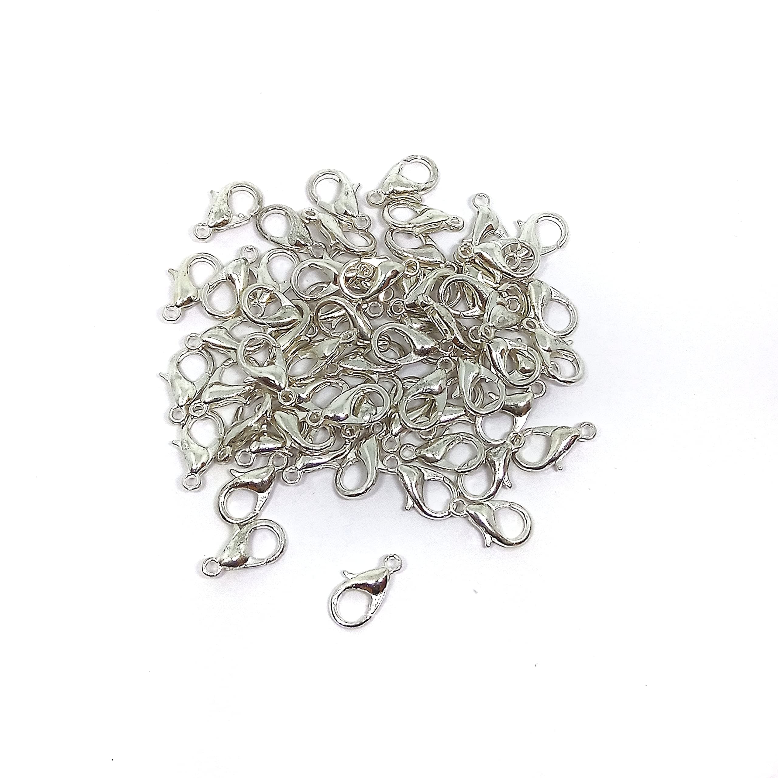 Metal Lobster Clasps for Necklace Bracelet and Other Jewellery Making - Pack of 25 pcs (Silver)