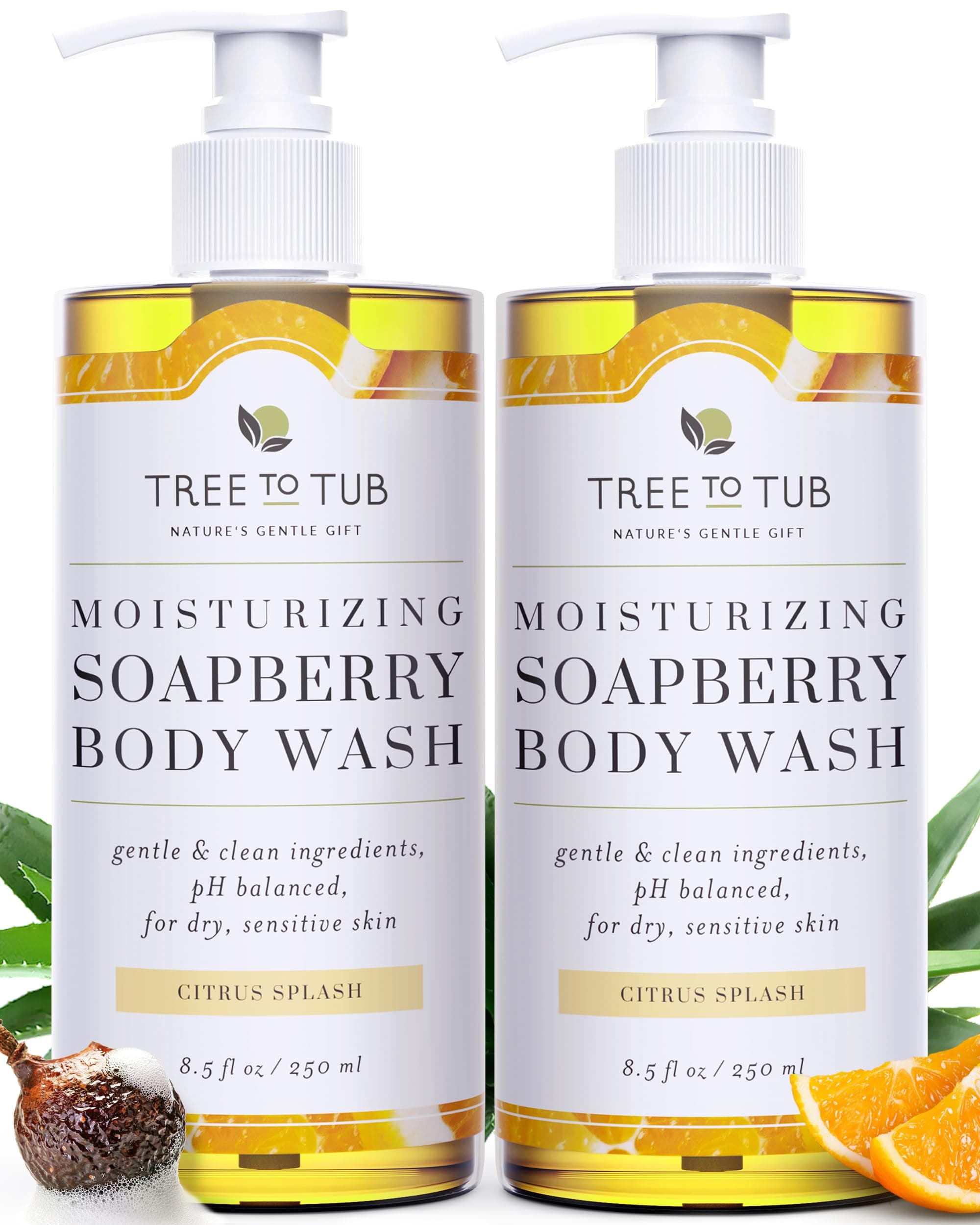 Tree to Tub Citrus Body Wash for Dry Skin & Sensitive Skin - pH Balanced Moisturizing Body Wash, Hydrating Sulfate Free Body Soap for Women & Men