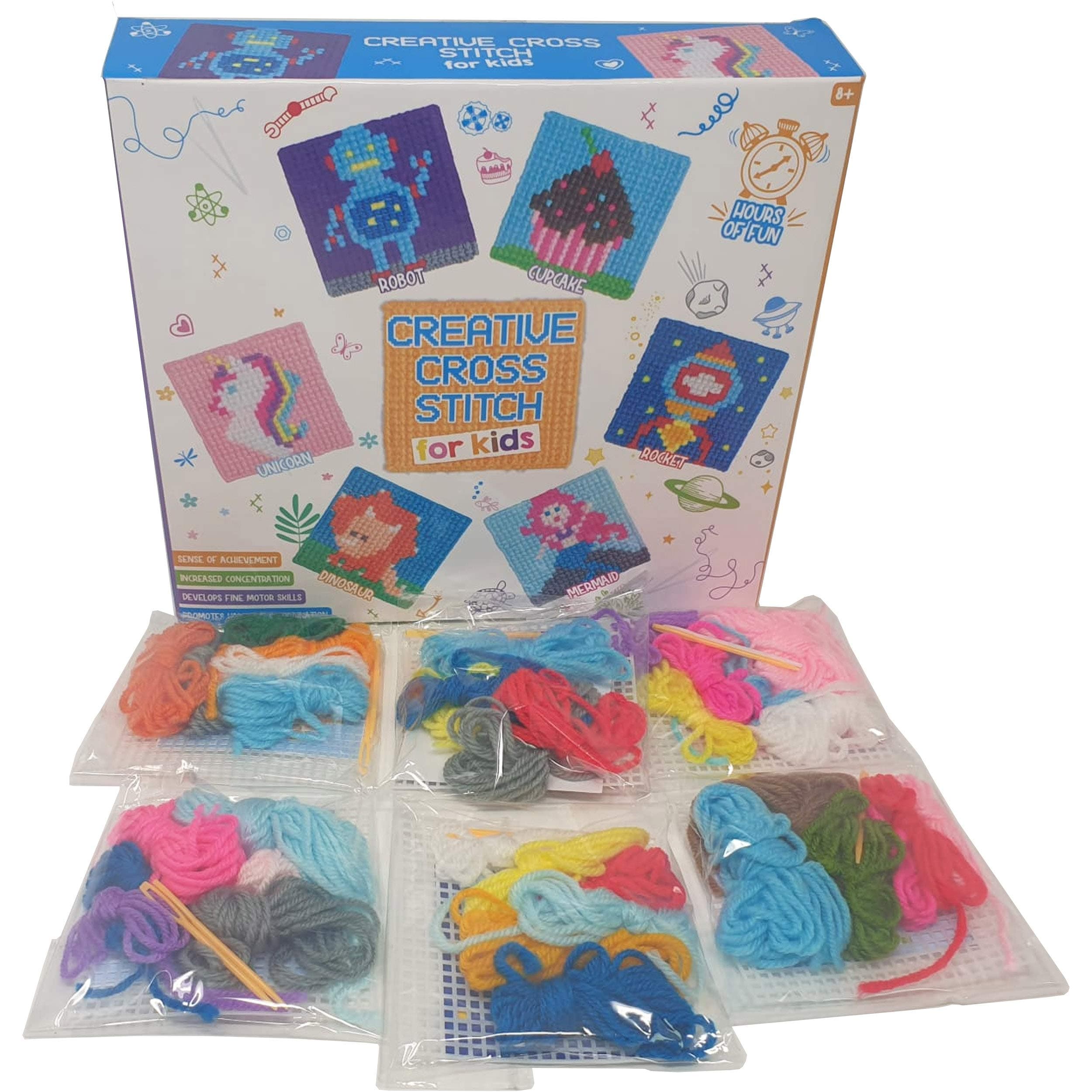 Online Street Traditional Cross Stitch Kids Crafting Kit, 36 Colours, Multicoloured, VARUN