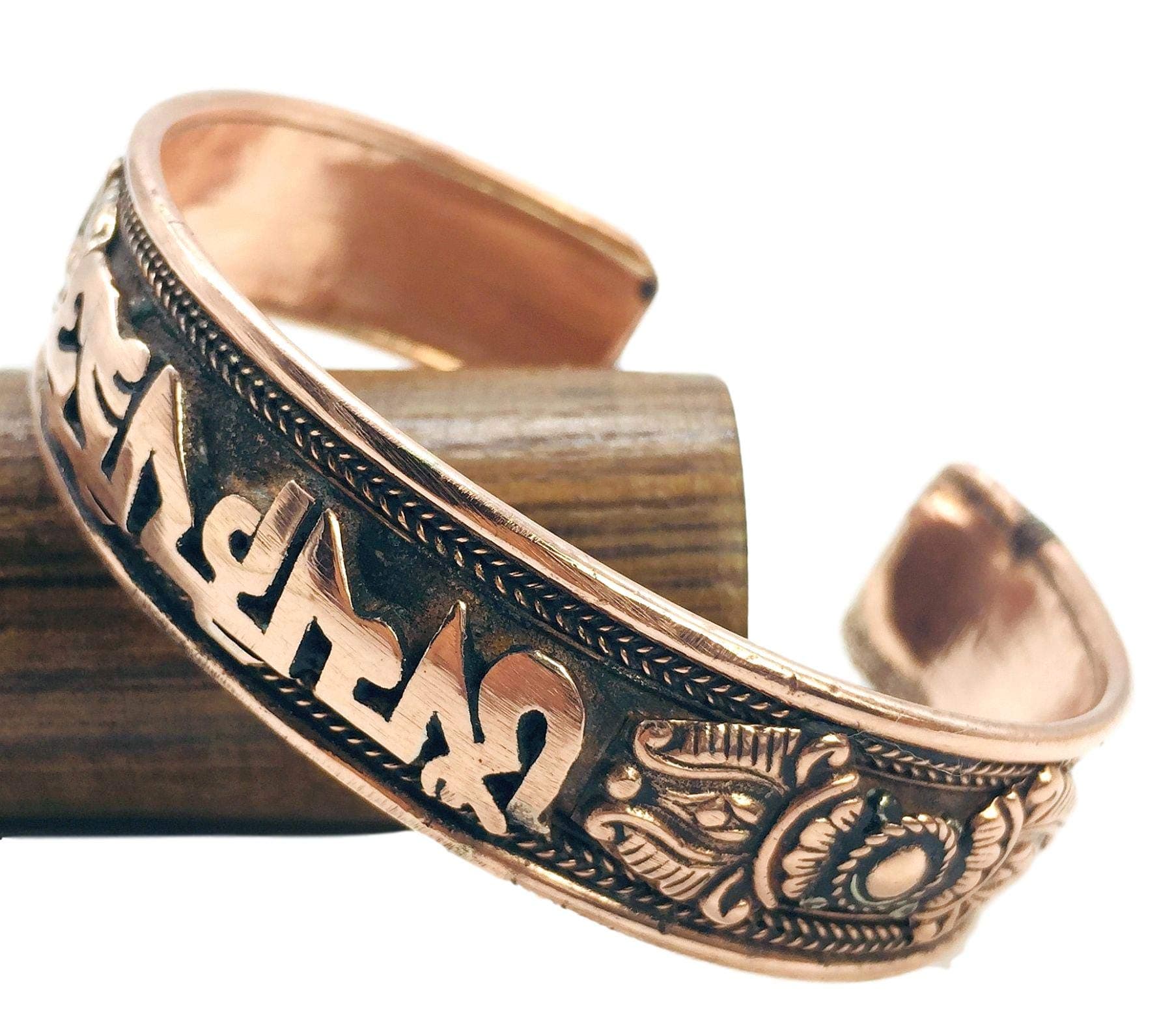 100% Pure Copper Tibetan Healing Bracelet. Unisex, Hand Made High Gauge Copper (Mantra)