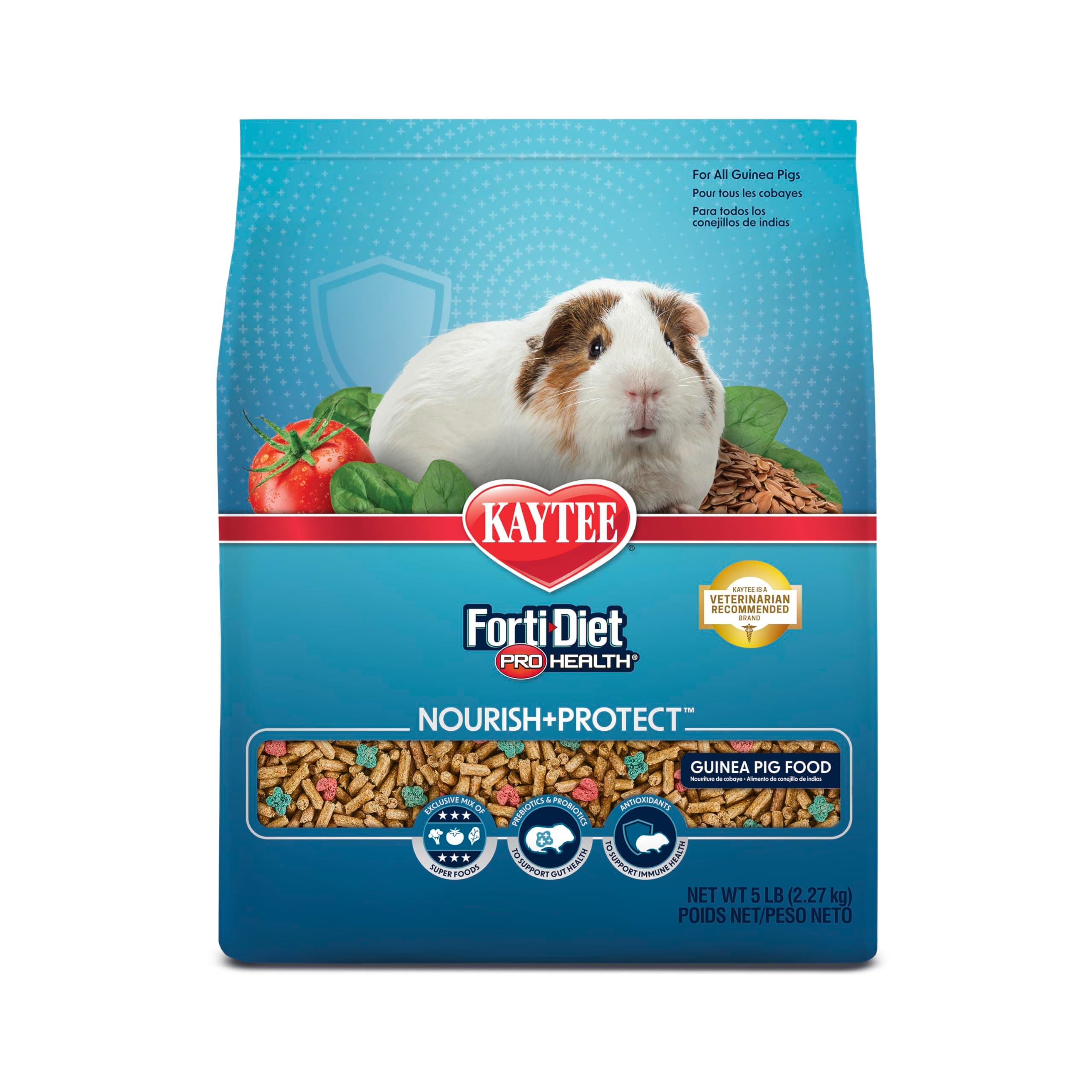 Kaytee Forti-Diet Pro Health Nourish+Protect Guinea Pig Food, Comprehensive Nutrition Backed by Science, Digestive Health, Immune Support, 5 pounds