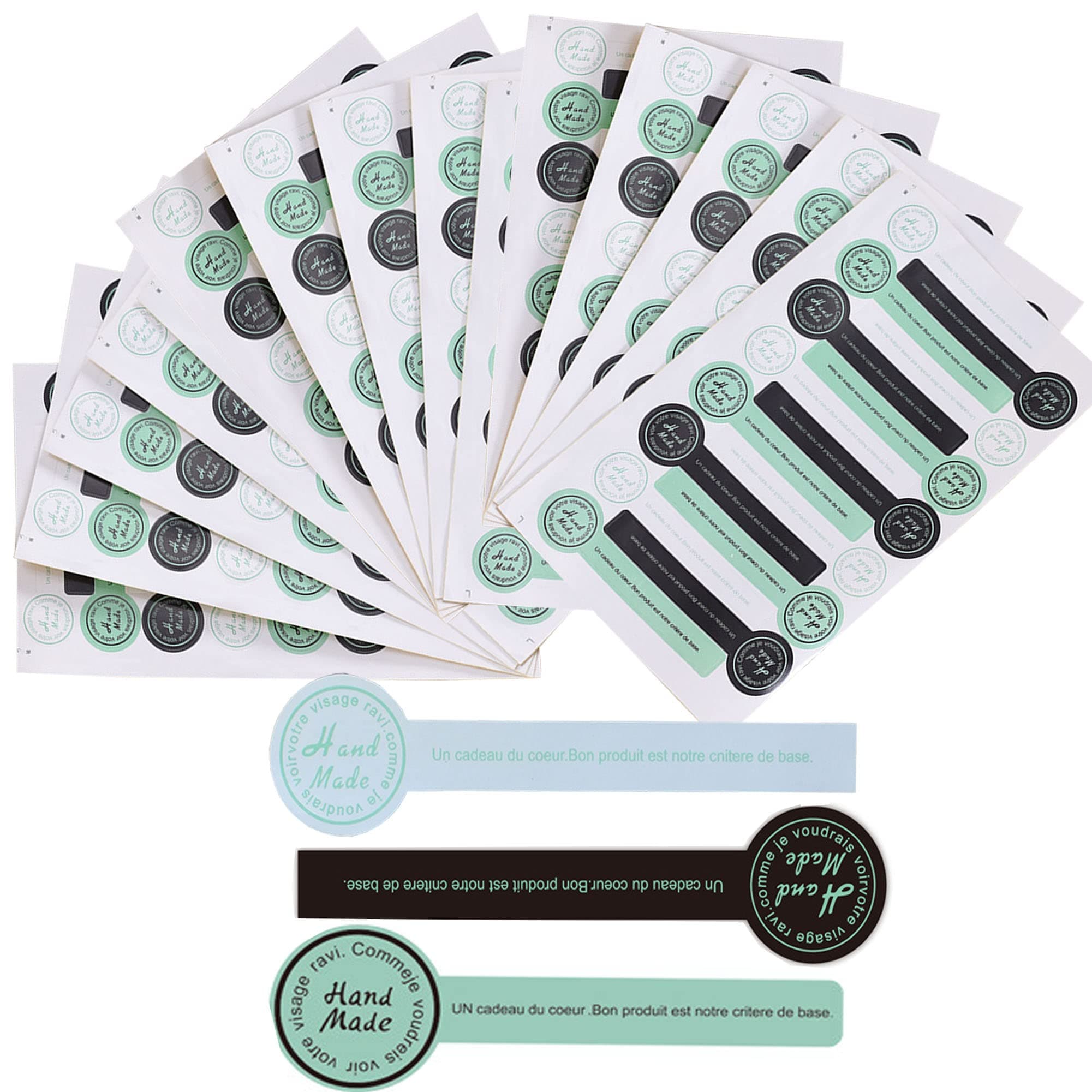 225pcs Hand Made Self-Adhesive Stickers - 3-Colour Long Label Stickers for Food Package Seal