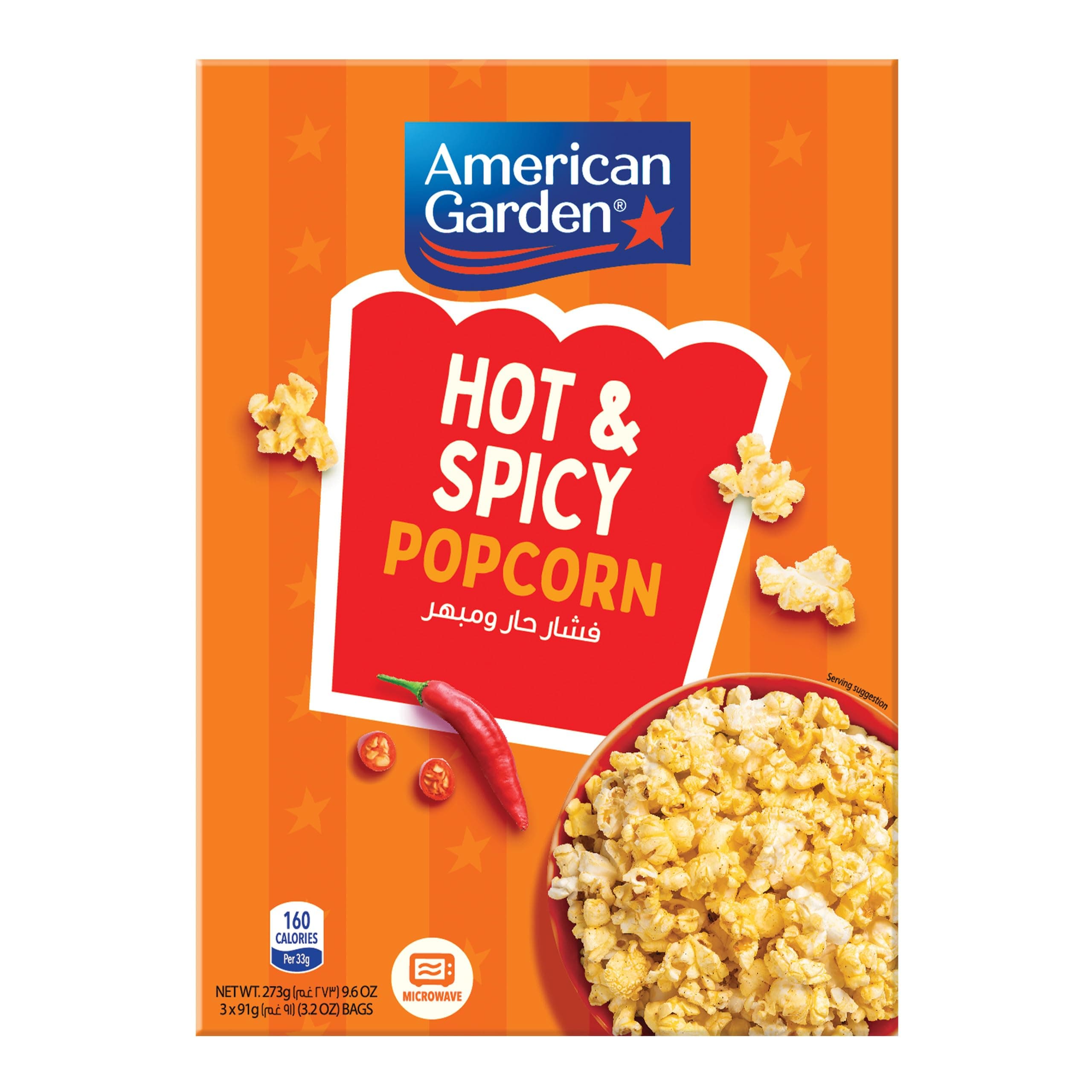 Microwave Hot N Spicy Popcorn, Gluten-Free, 273g (3 Bags of 91g)