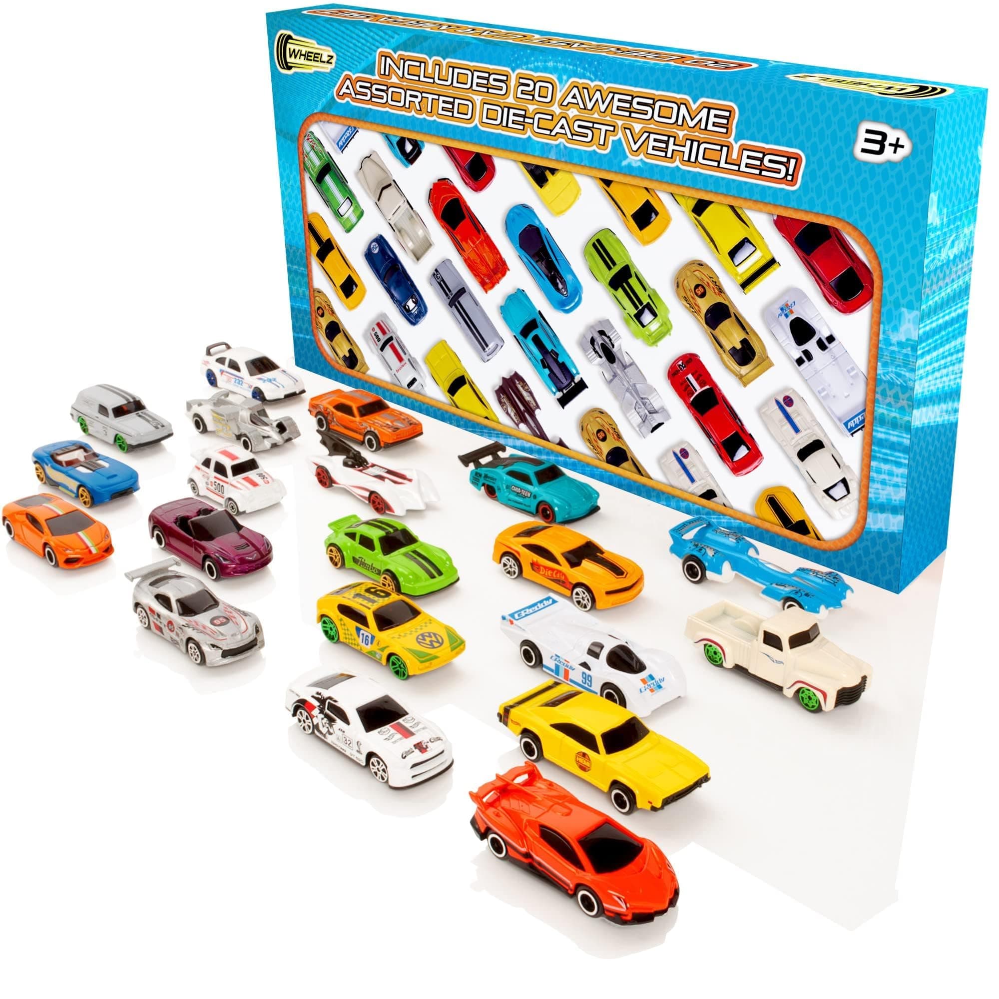 Wheelz 20 Diecast Model Cars - Die Cast Metal Kids Toy Cars, Car Set For Kids, Toy Cars For Children Aged 3,4,5 Year Olds, Boys Small Model Racing Cars Box of 20 Mega Set, Toy Cars For 3 Year Old Boys