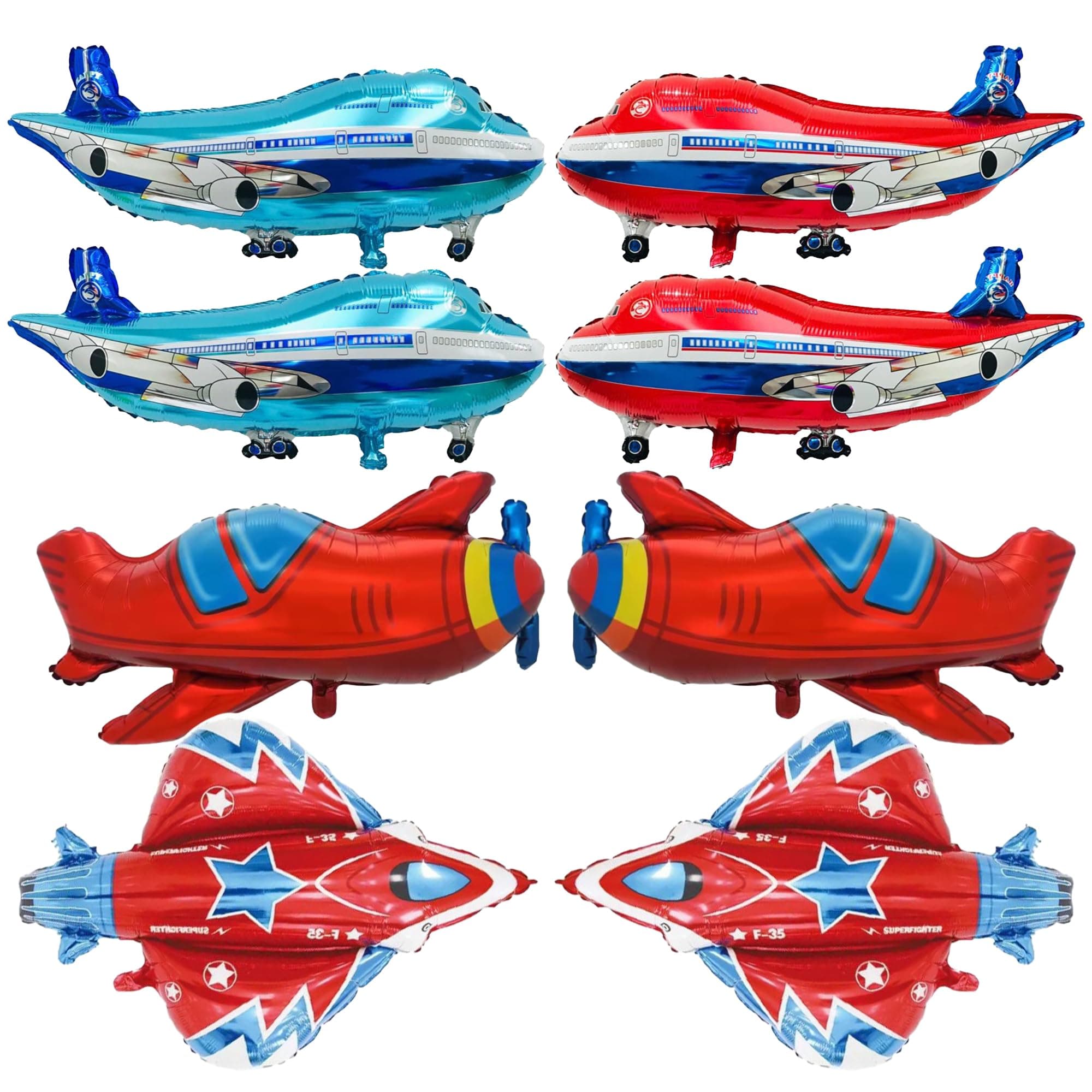 Airplane Birthday Decorations for Boys Birthday Party, Red Airplane Foil Balloons, Fighter Jet Balloons for Kids Flying Aircraft PartySupplies Baby Shower
