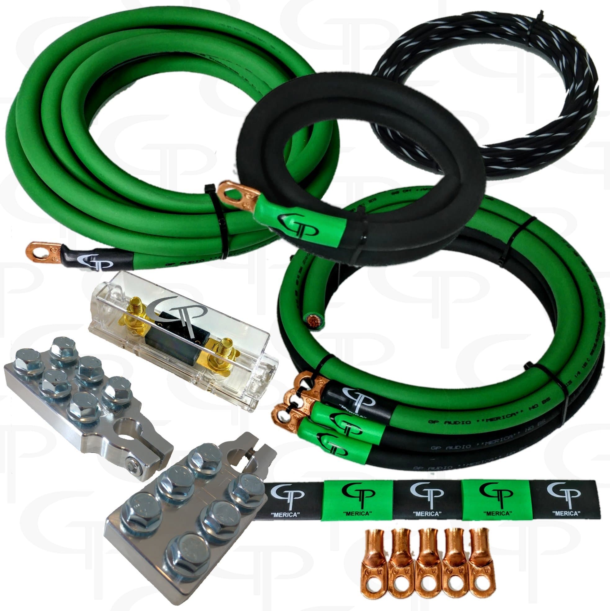 1/0 AWG GAUGE OFHC COMPLETE STAGE 1 AMP WIRING KIT GP CAR AUDIO GREEN BLACK
