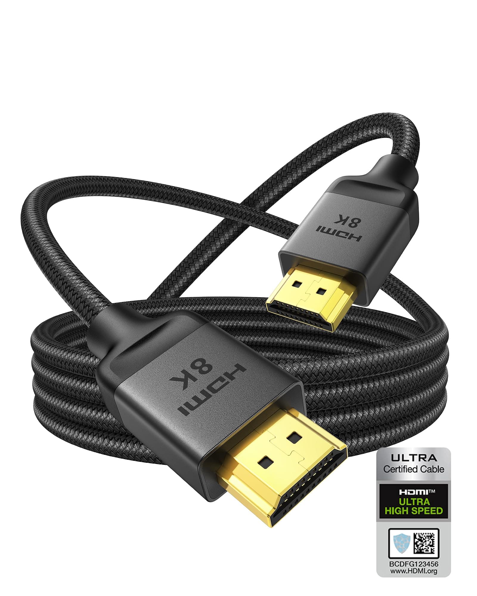 Silkland 8K HDMI®Cable 3M Certified, Ultra High Speed HDMI®Cable 48Gbps Upgrade Braided [4K@120Hz, 8K@60Hz, 2K@240Hz], eARC, HDR, DTS:X, VRR, Compatible for Xbox Series X/S/PS5/PS4/Samsung TV