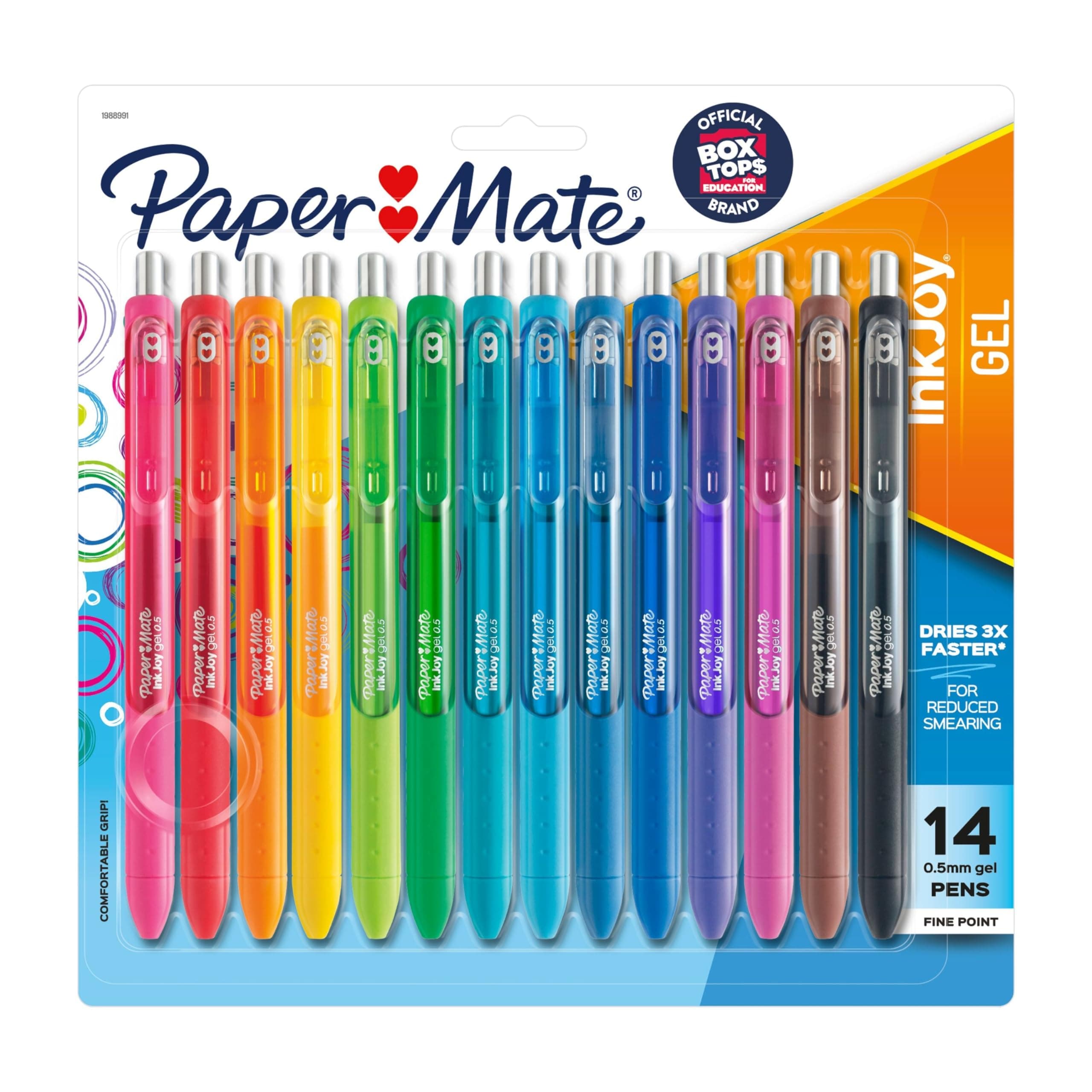 Paper Mate InkJoy Pens, Gel Pens, Fine Point (0.5 mm), Assorted, 14 Count - Back to School, Teacher Supplies, Writing, Journaling