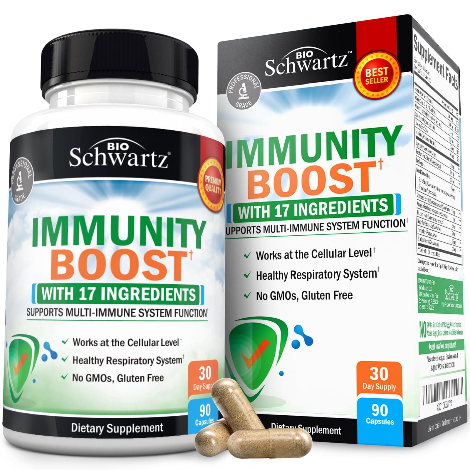(90 Capsules) - Immunity Boost Supplement with Elderberry, Vitamin A, Echinacea & Zinc - Once Daily Multi-System Immune Defence - Promotes Healthy Stress Response - Supports a Healthy Respiratory S...