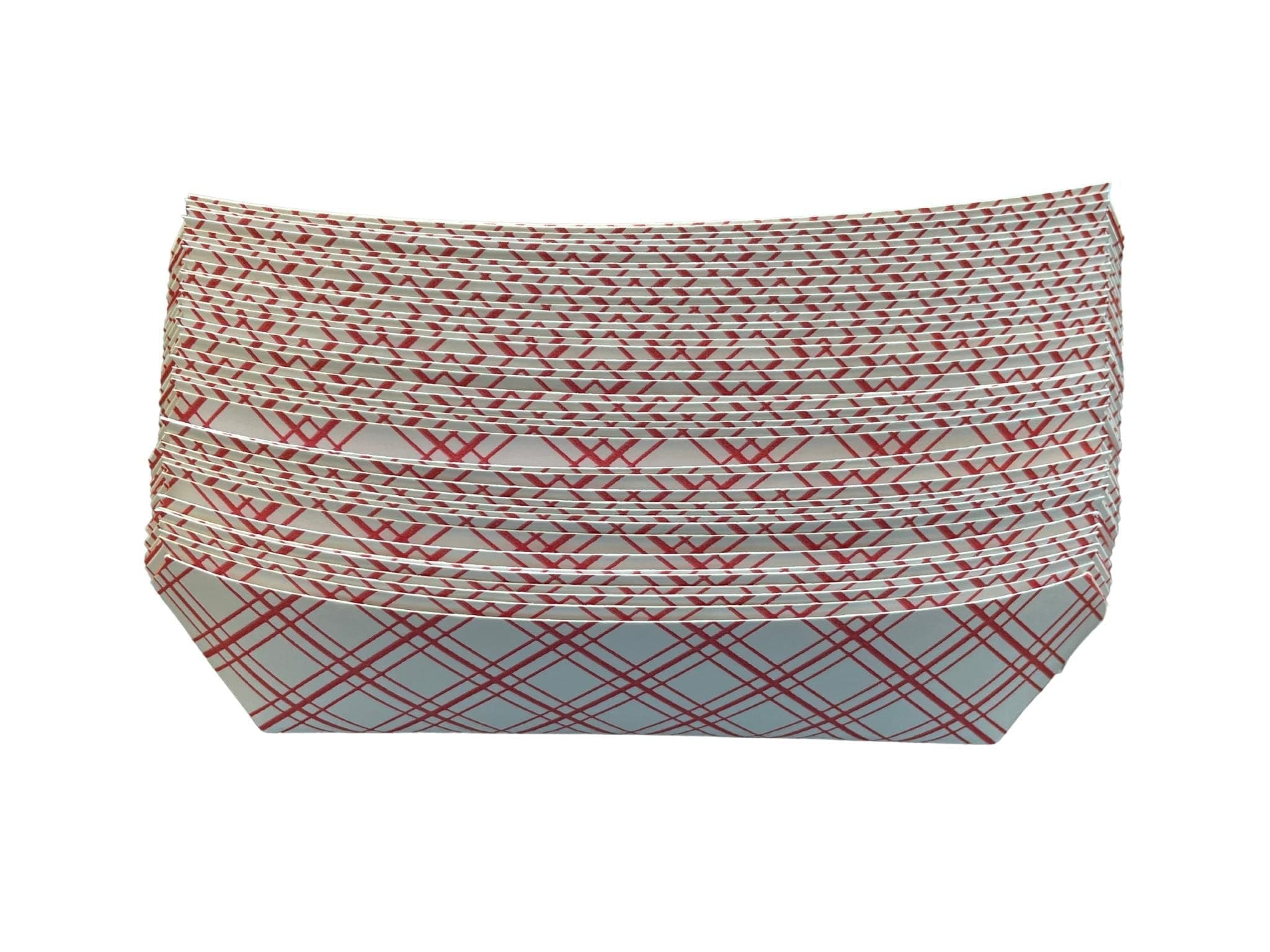 Paper Hot Dog Trays 7 Inch Red Check for Carnivals Parties Cookouts (48)