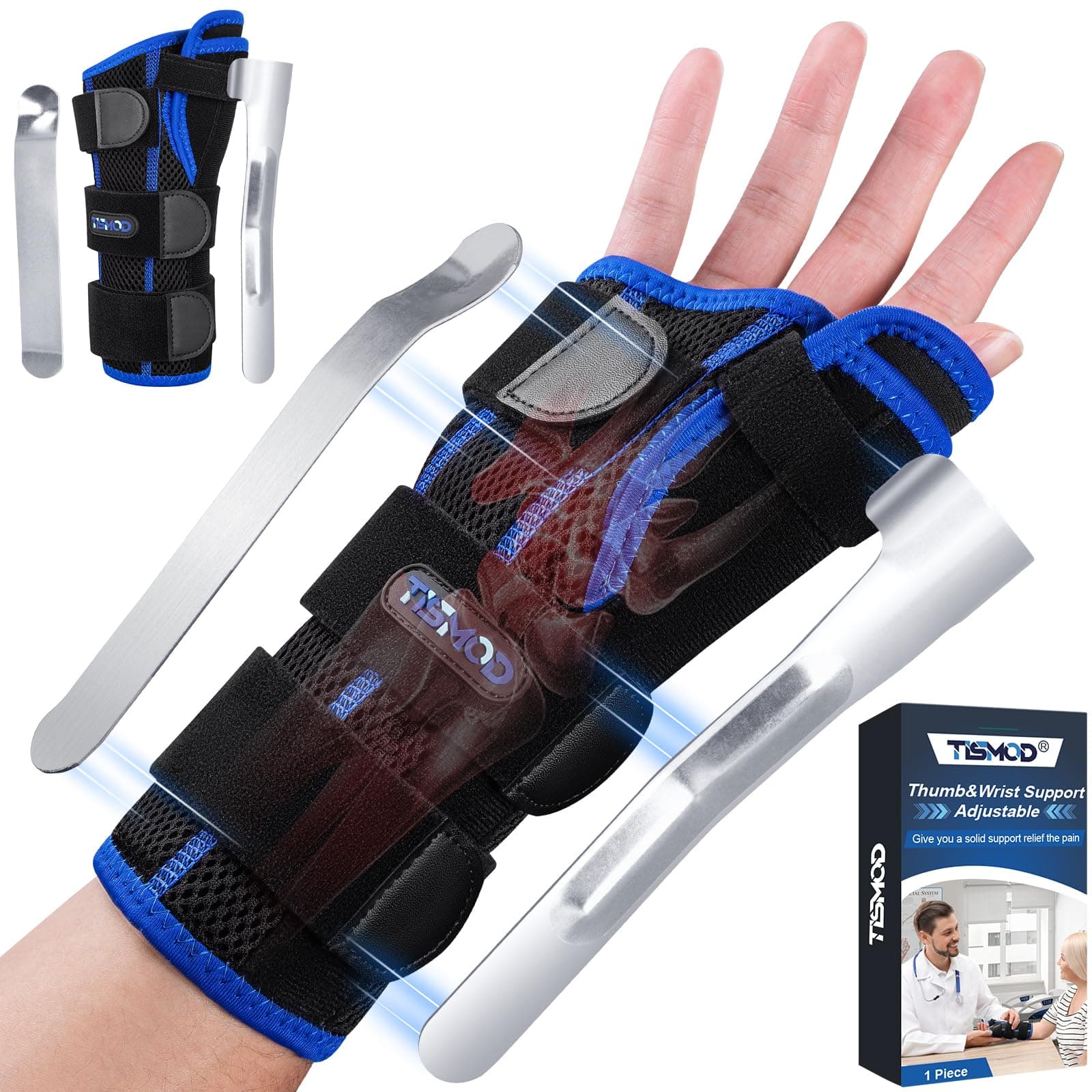 Carpal Tunnel Wrist Brace with Thumb Support,Adjustable Night Thumb Spica Splint Right Left Hand,Wrist Guard Stabilizerfor Arthritis,Pain,De Quervain's Tenosynovitis fit Women & Men