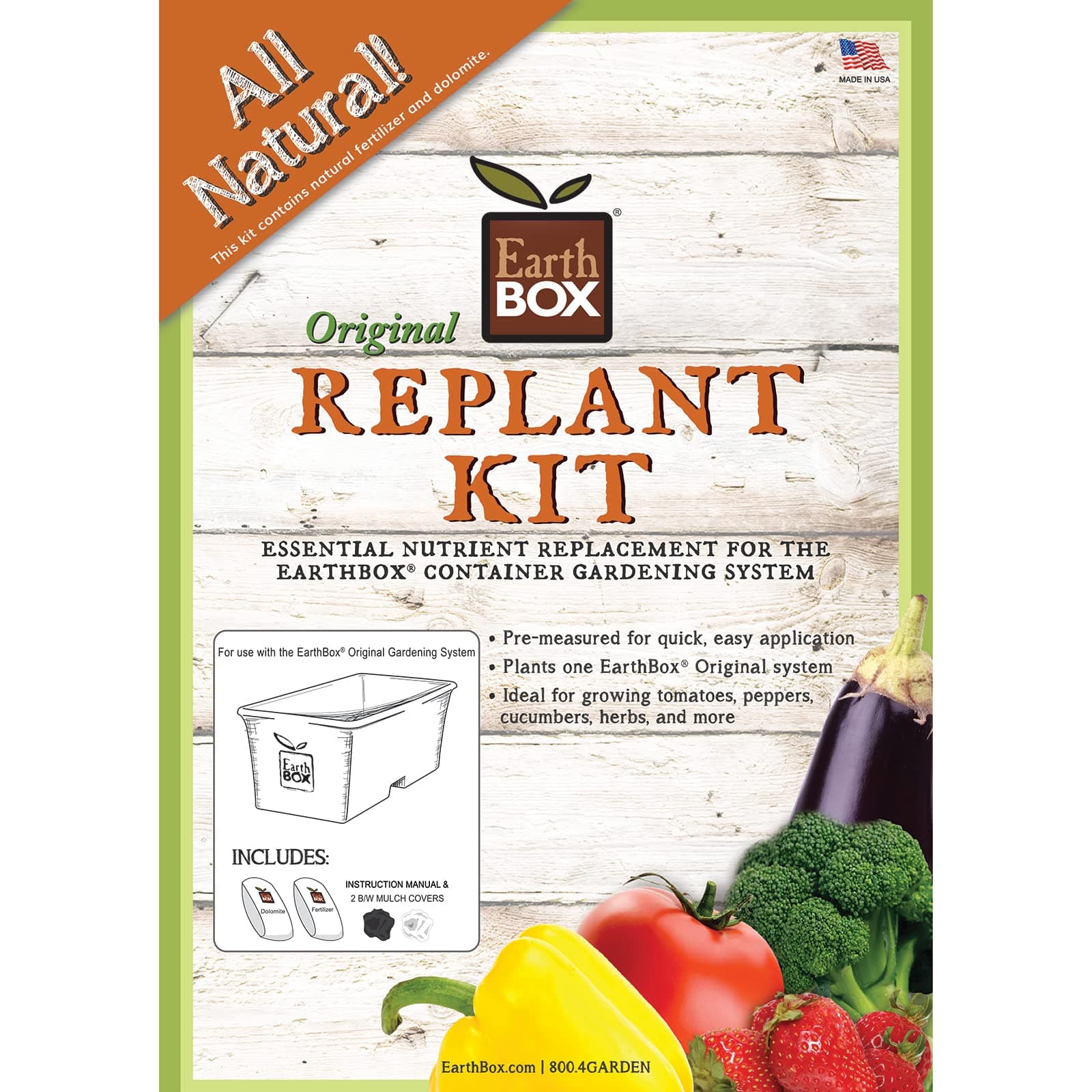 Novelty EarthBox, 8-3-5 Natural Replant Kit