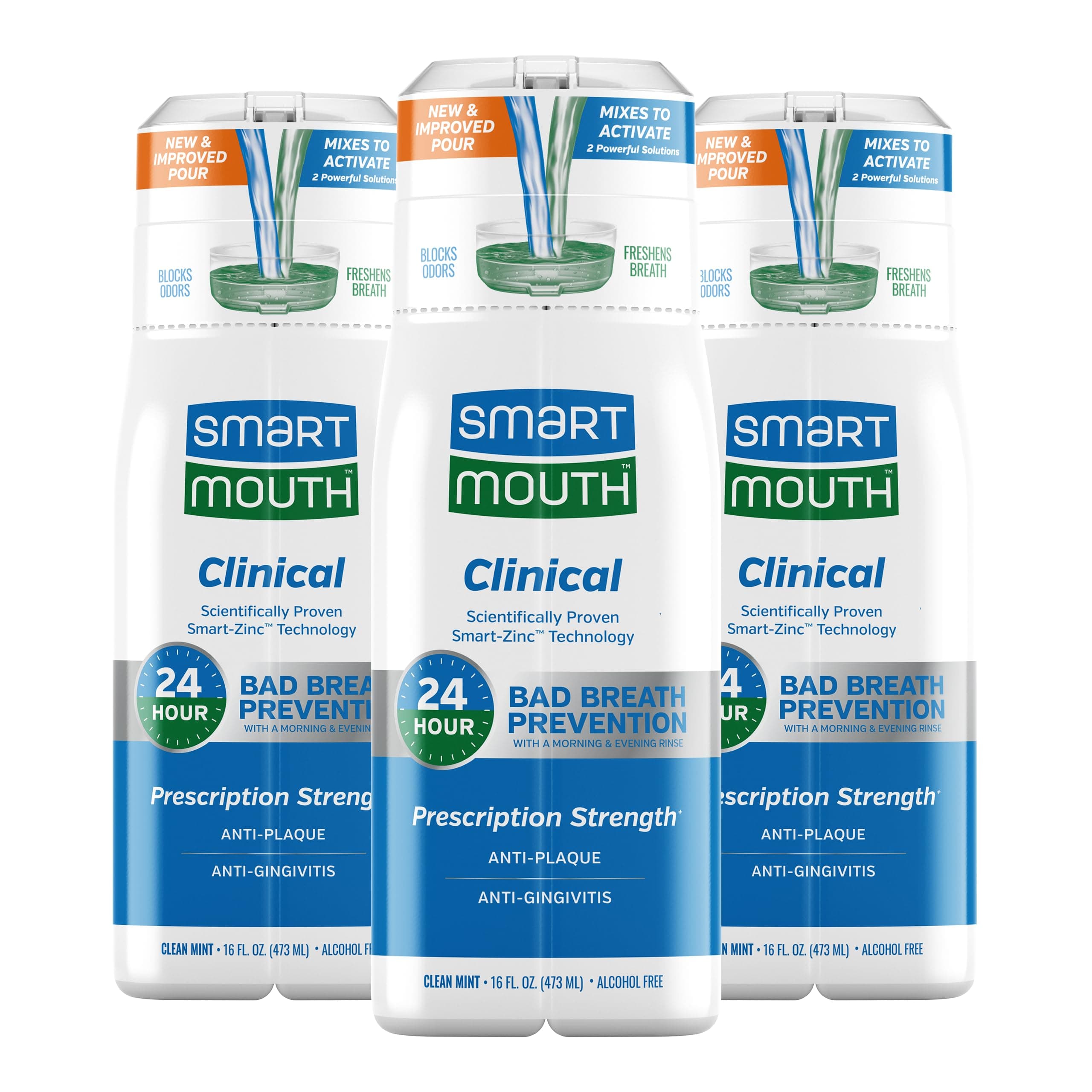 DDS Activated Clinical Mouthwash - for Fresh Breath - Clinical Strength Mouthwash for Gum Health, Gingivitis & More - Clean Mint Flavor, 16 fl oz (3 Pack)