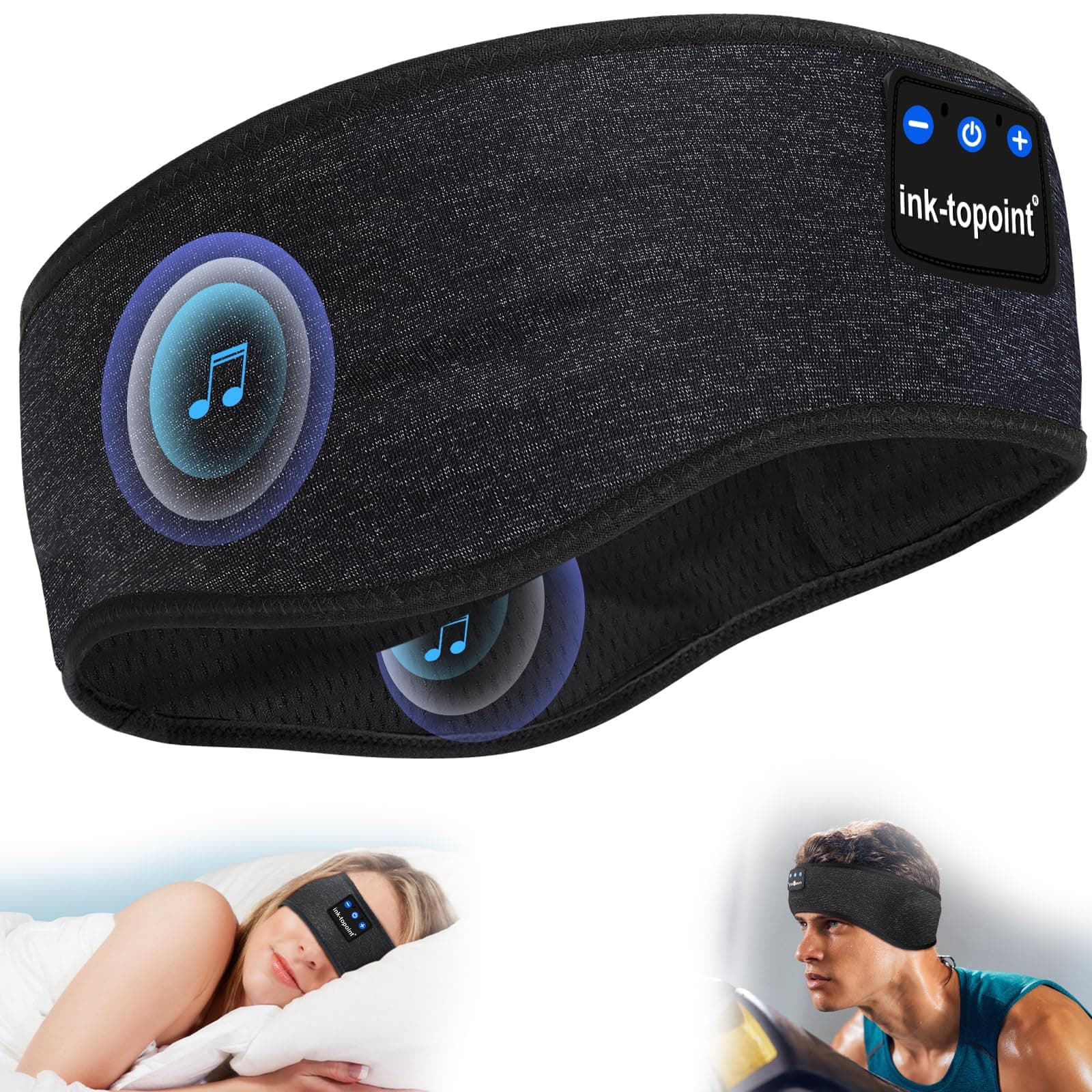 ink-topoint Sleep Headphones Bluetooth Personalised Gadgets Gifts for Men Women,Wireless Headphones Ultra-Soft Sleeping bedheadphones with Microphone,Birthday Gifts for Her Him