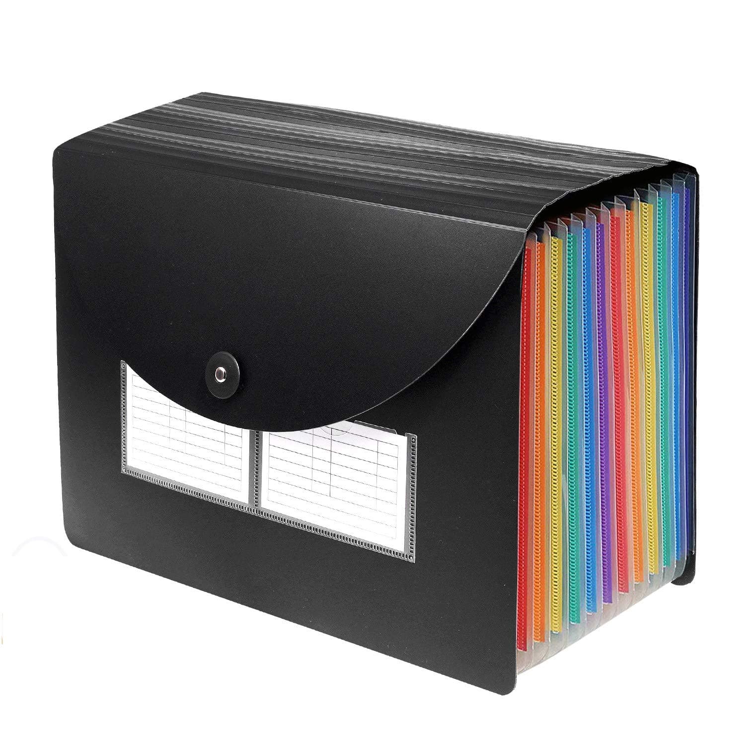 Soneer File Organiser,13 Pockets Expanding File Folder,A4 Accordion Wallet Folder Portable Documents Holder with Lid,Multicolor Rainbow for Office/Business/School