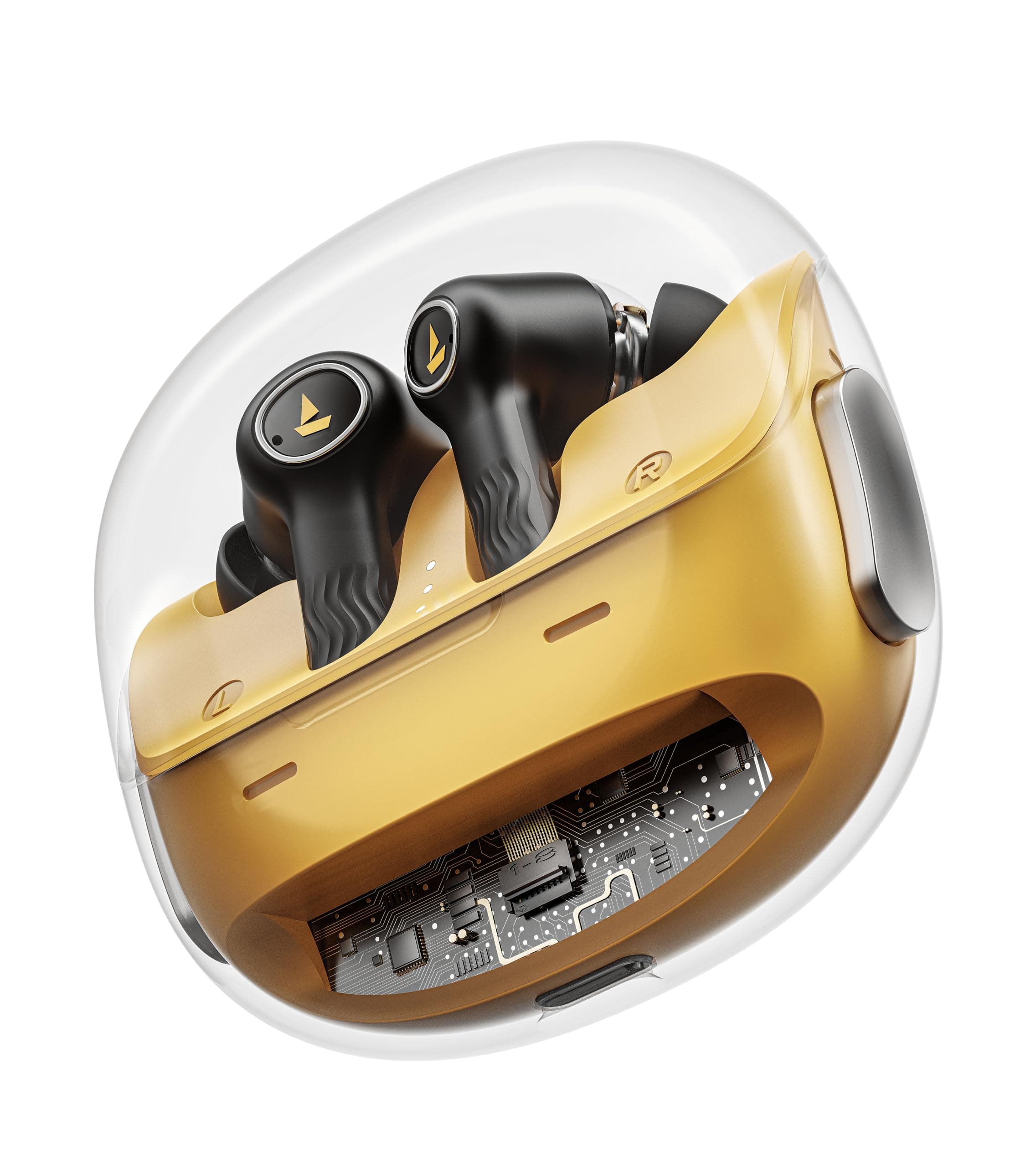 New Launch Nirvana Crystl, Transparent Case,Spatial Audio, ANC(~32dB), 100Hrs Battery,4Mics ENx, Dual Pair,App Support, Bluetooth Earbuds, TWS Ear Buds Wireless Earphones with mic (Yellow Pop)