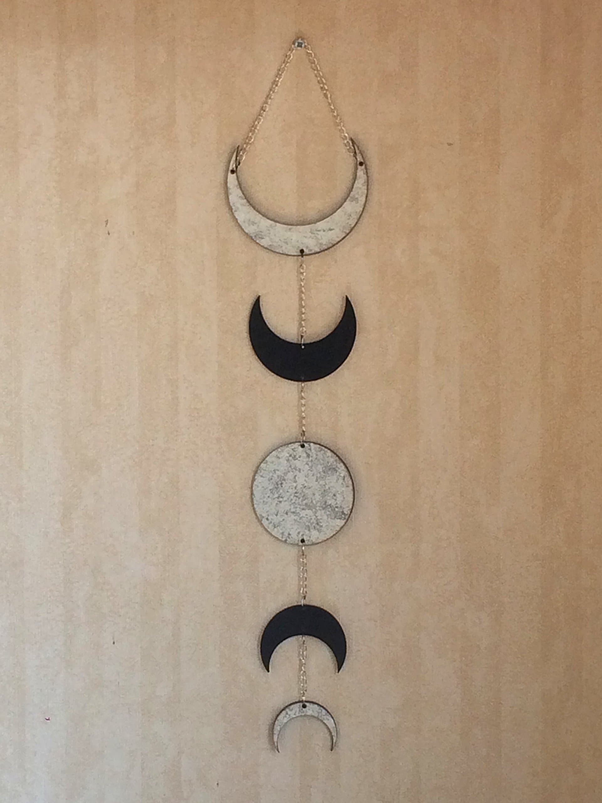 NewAge Designs Small Moon Phases Wall Hanging Wall Art Decor Double Sided for Different Display Options