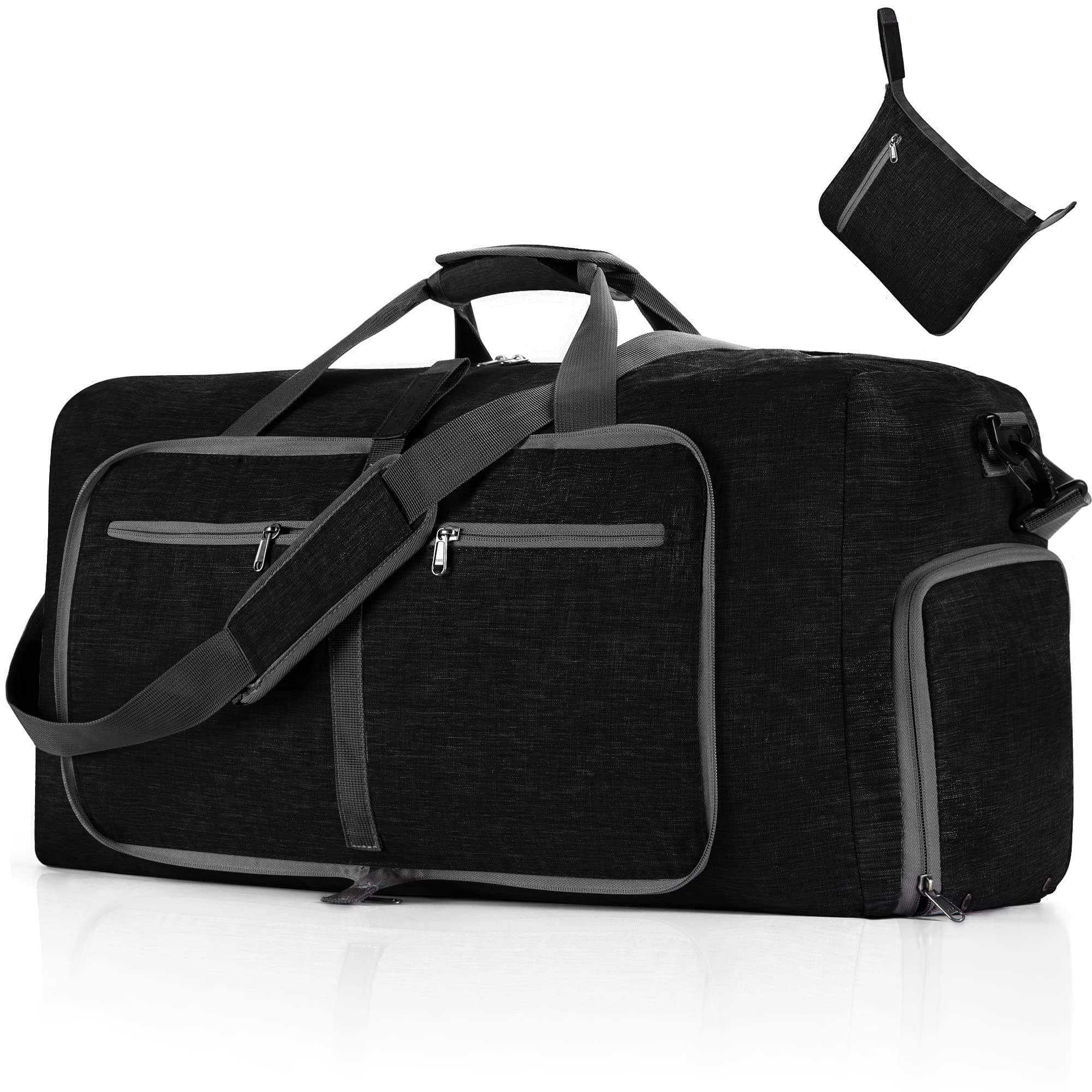 65L/85L/115L Foldable Travel Duffle Bag, Lightweight Checked Luggage with Shoe Compartment, Water-Resistant Weekender Overnight Bag for Men & Women