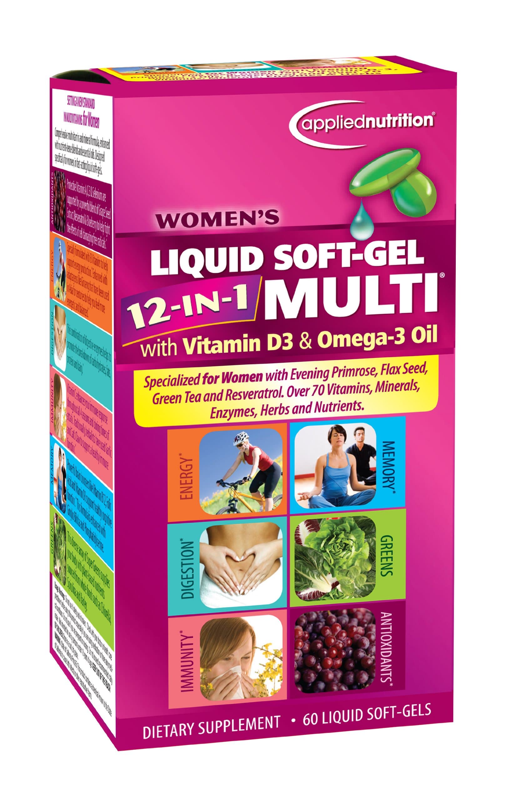 Applied Nutrition Womens Whole Nutrition Liquid Soft-Gel Multi, 60-Count Bottle