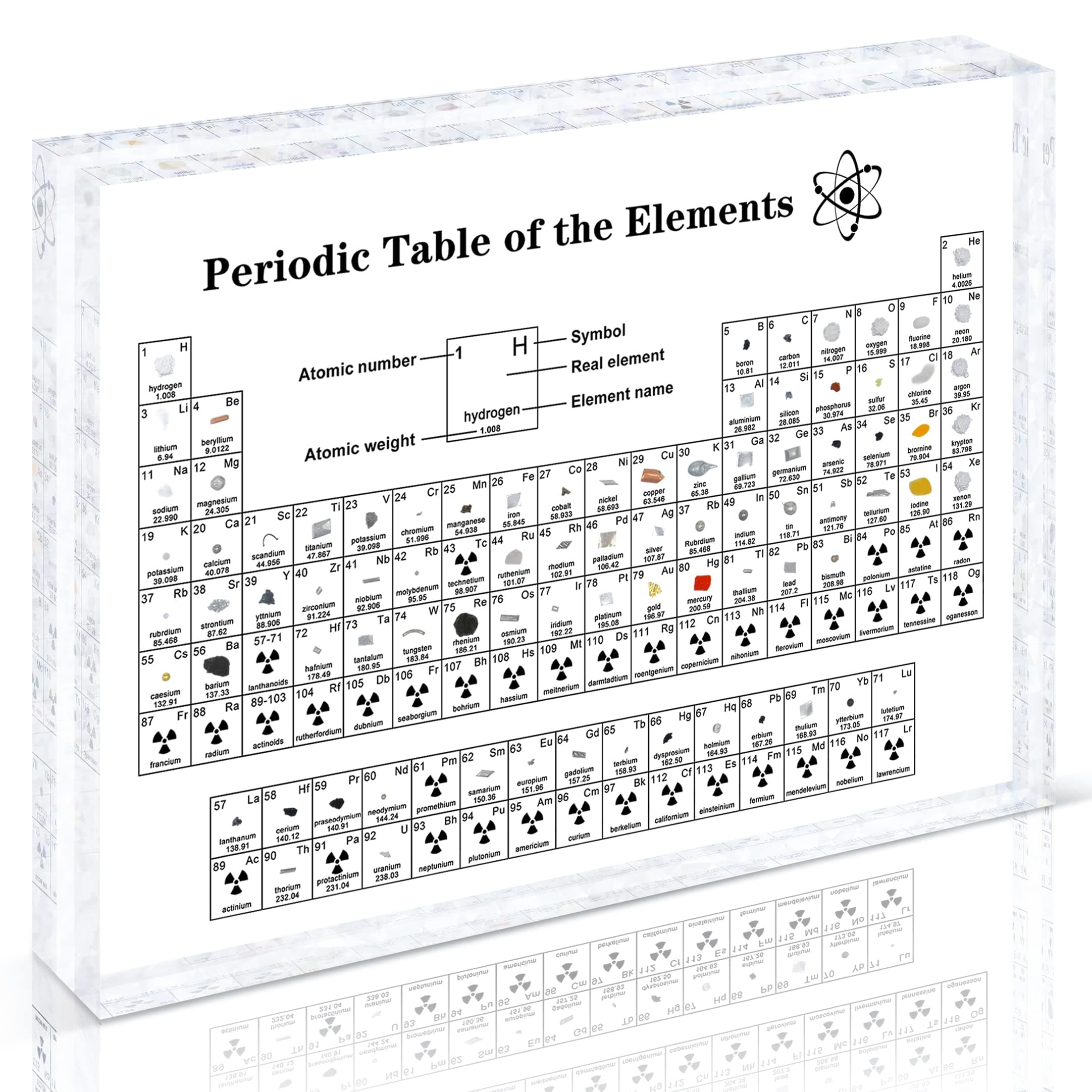 Update the Periodic Table with Real Elements (21 x 14 x 2.8 cm) - Acryl Periodic Table Of 83 Elements - Acrylic Periodic Table - Chemistry Gift - Periodic Table Gift